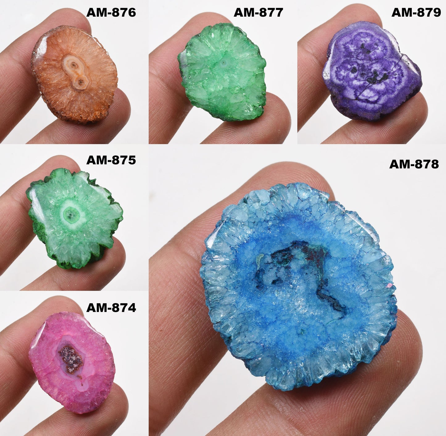 Colorful Solar Quartz Cabochons - Natural Druzy Gemstones for Jewelry Making