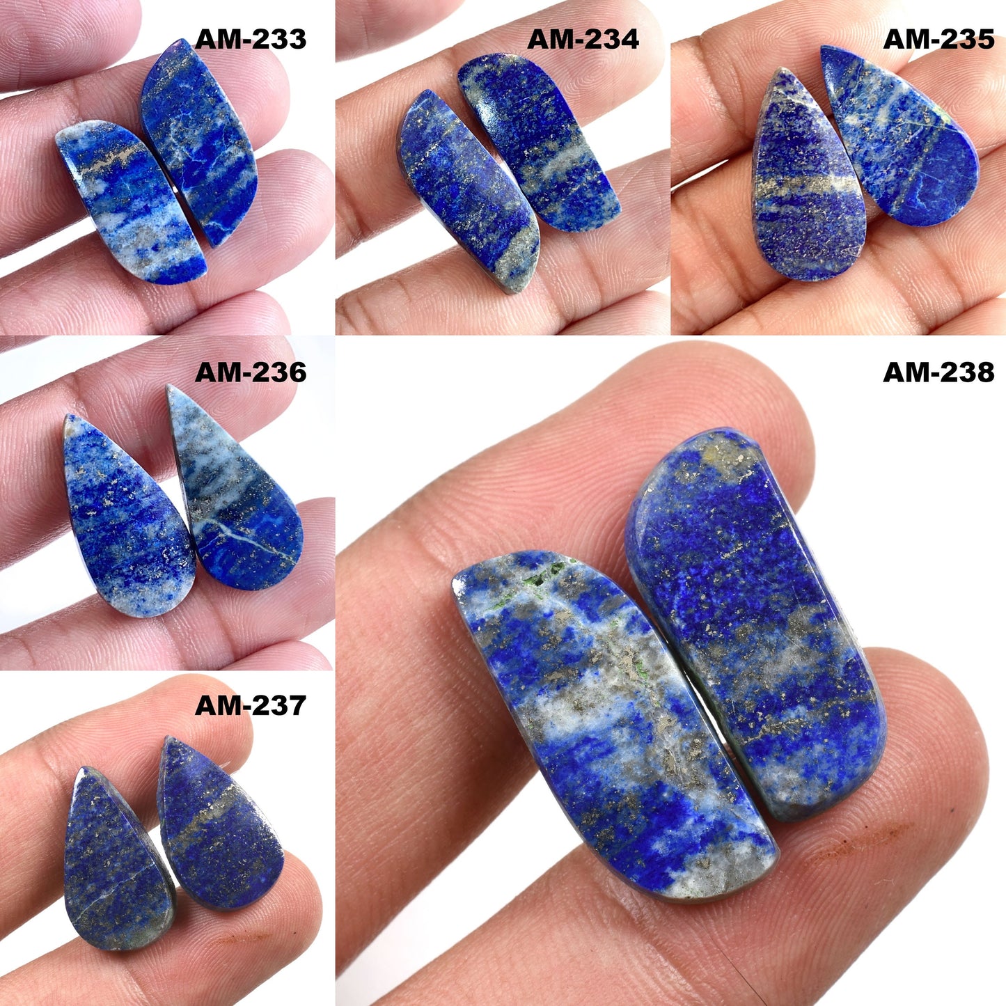 Lapis Lazuli Matched Pair Gemstone - Oval Shape Blue Lapis Lazuli Earrings Pair