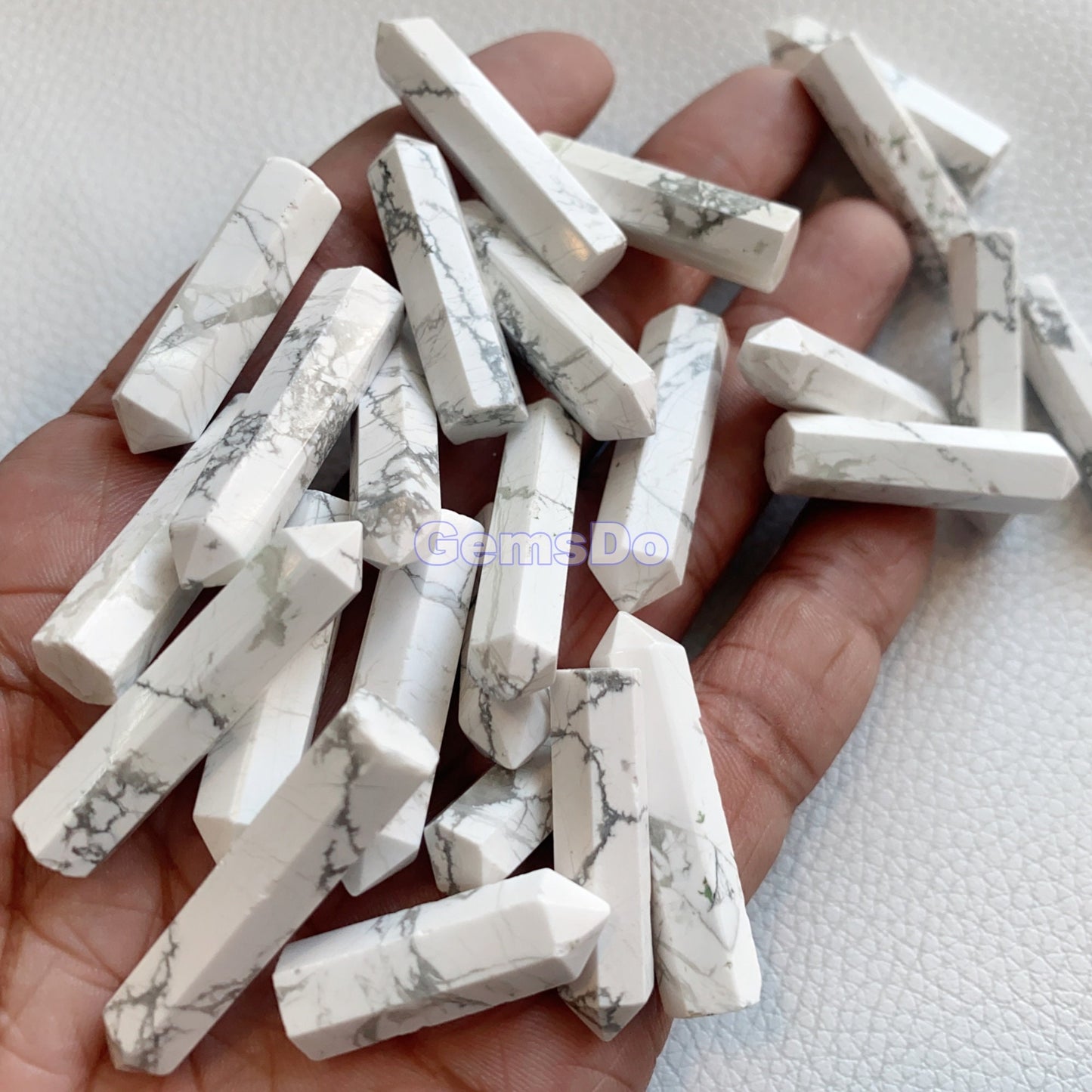 Bulk Lot Howlite Pointed Crystal, White Howlite Tower Crystal Gemstone, Faceted Howlite Single Point Stone, Obelisk Crystal, Crystal Wands