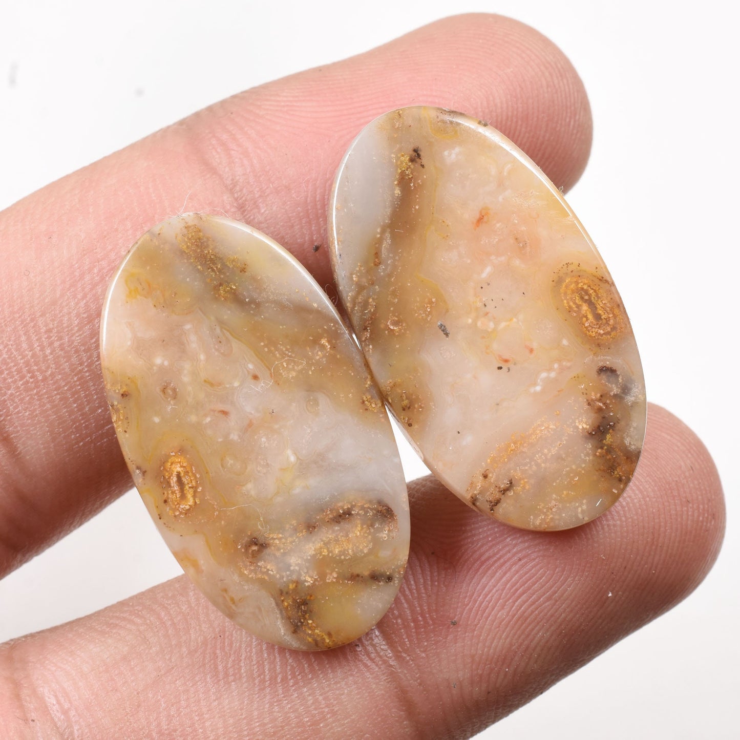 Green Ocean Jasper Gemstone Pair - Smooth Jasper for Earrings