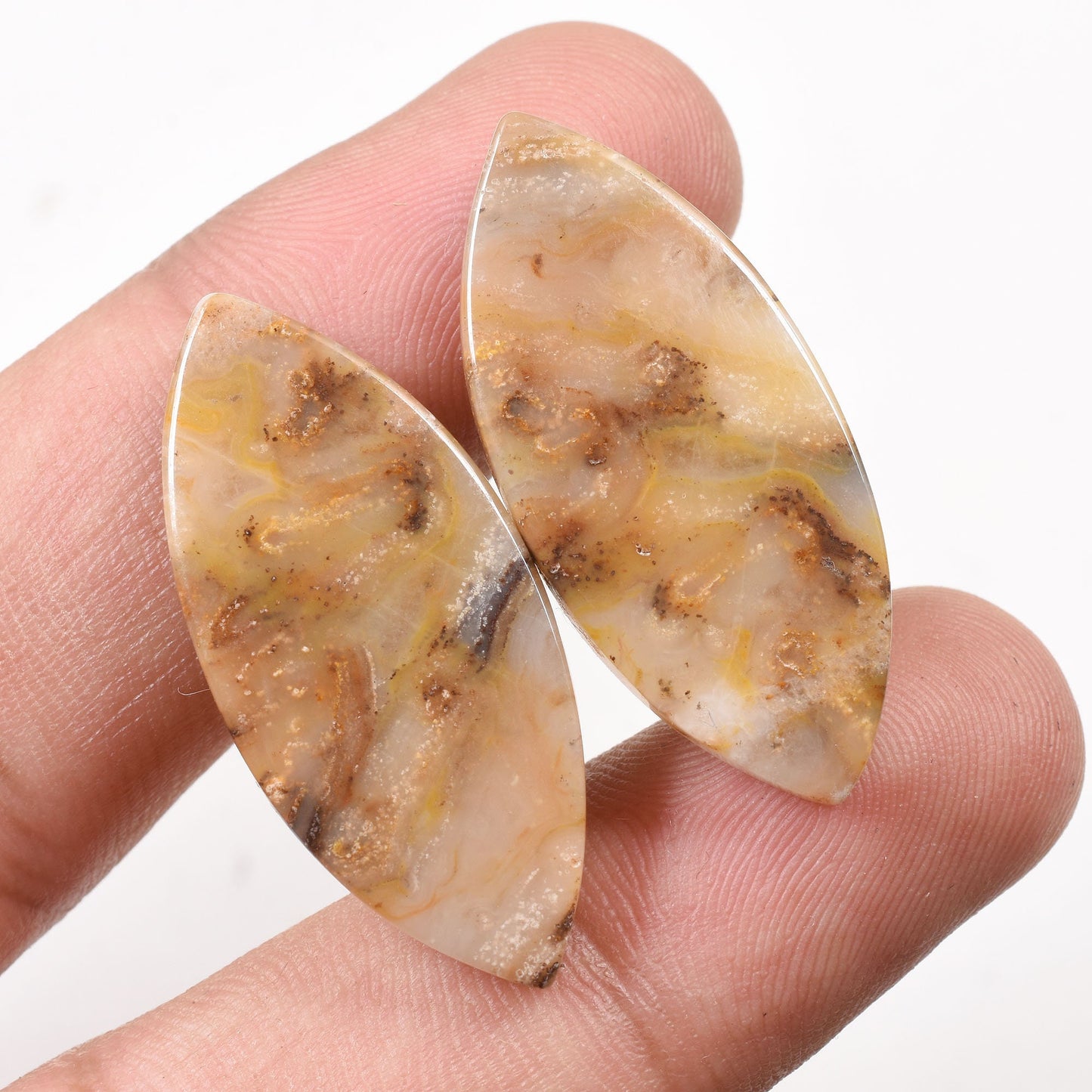 Green Ocean Jasper Gemstone Pair - Smooth Jasper for Earrings