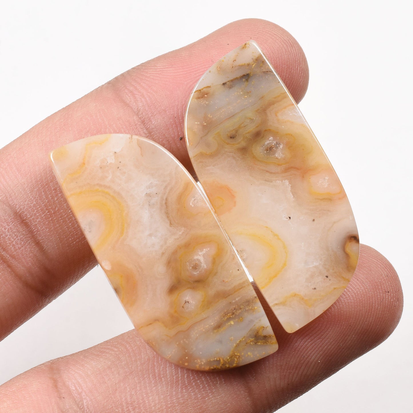 Natural Ocean Jasper Pairs - Matching Oval Cabochons for Earrings