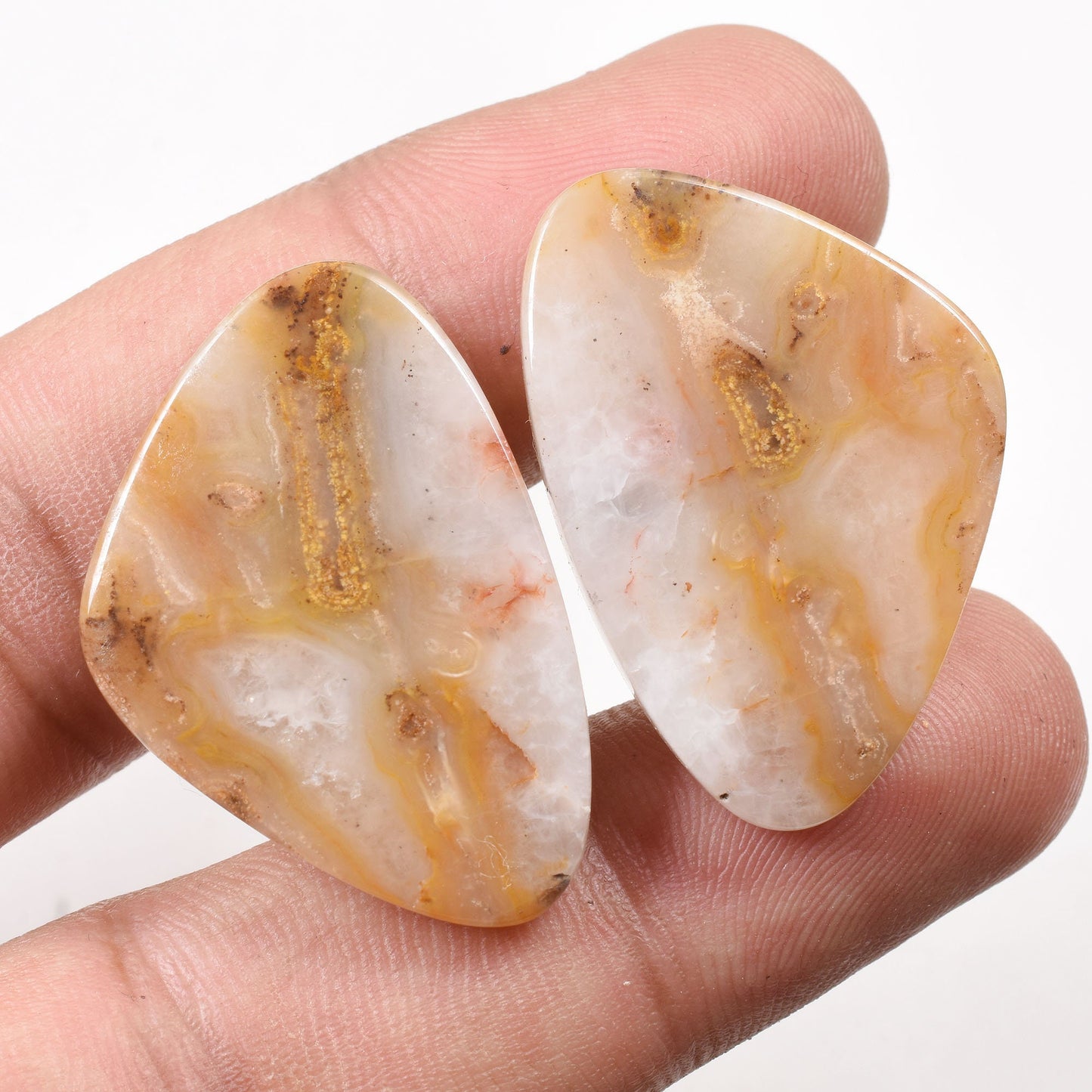 Natural Ocean Jasper Pairs - Matching Oval Cabochons for Earrings