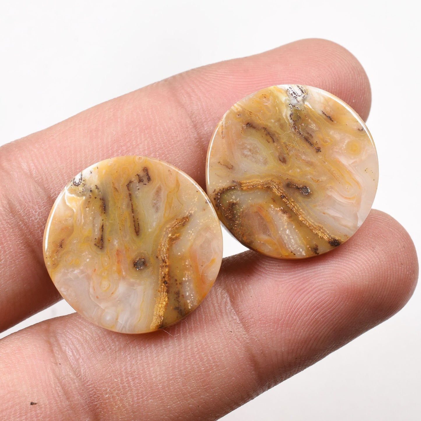 Natural Ocean Jasper Pairs - Matching Oval Cabochons for Earrings