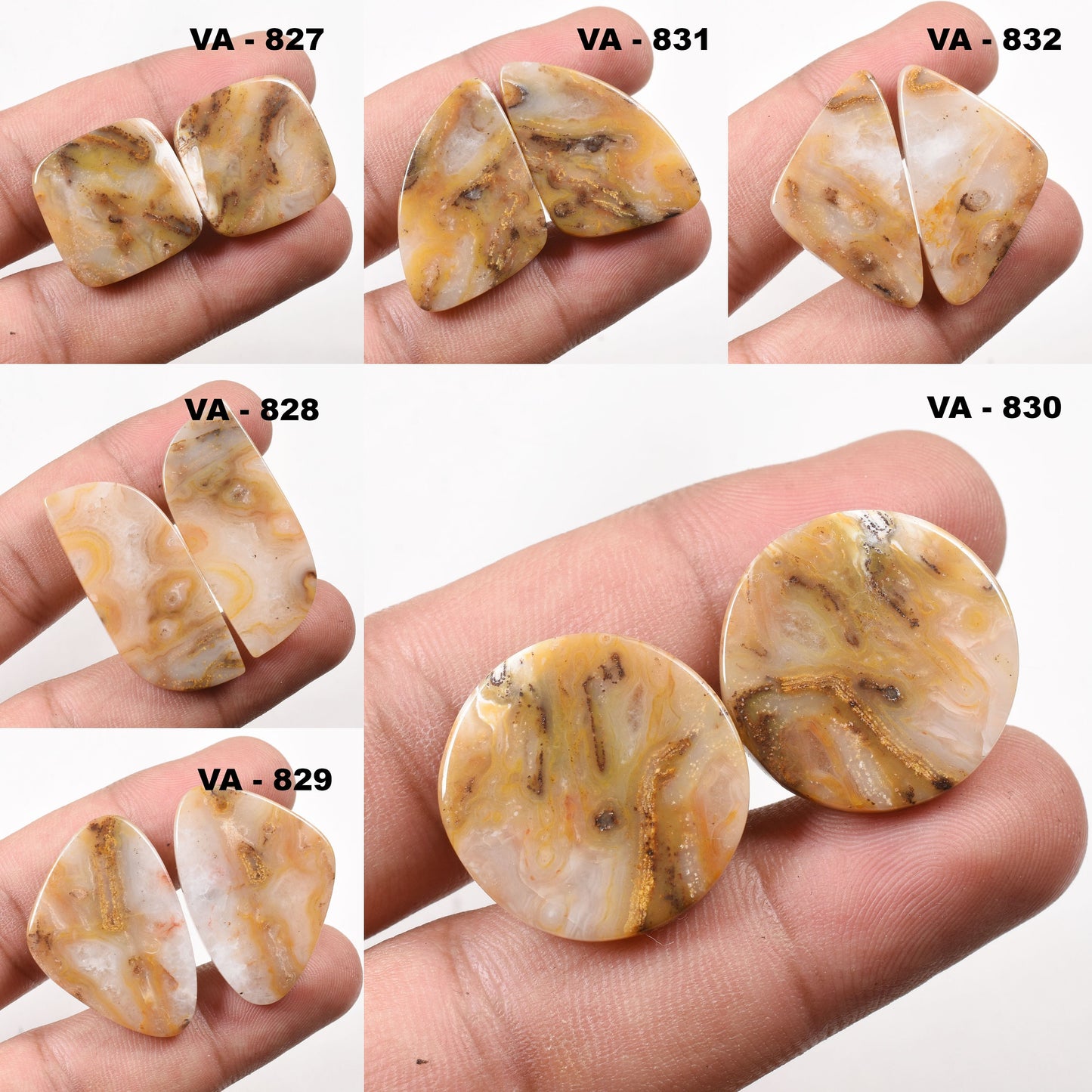 Natural Ocean Jasper Pairs - Matching Oval Cabochons for Earrings