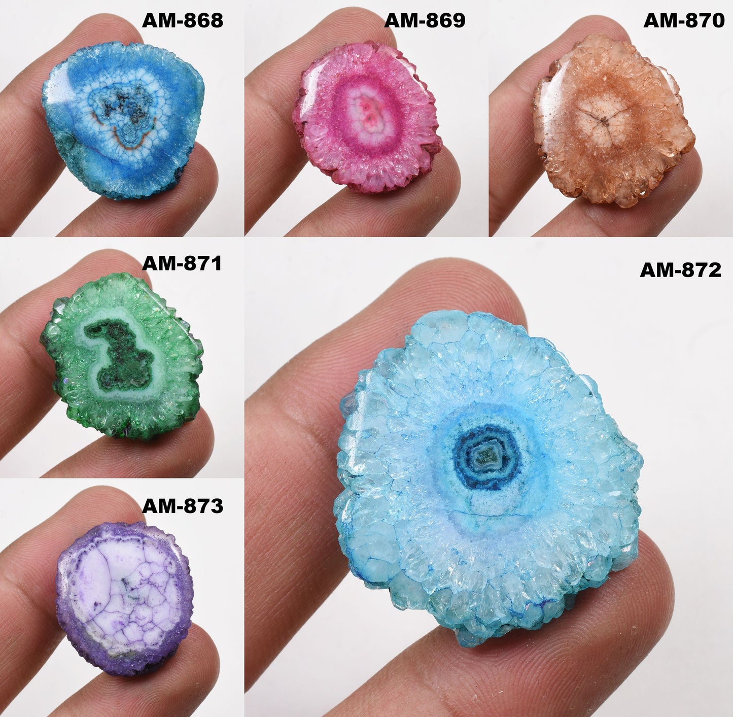Colorful Solar Quartz Cabochons - Natural Druzy Gemstones for Jewelry Making