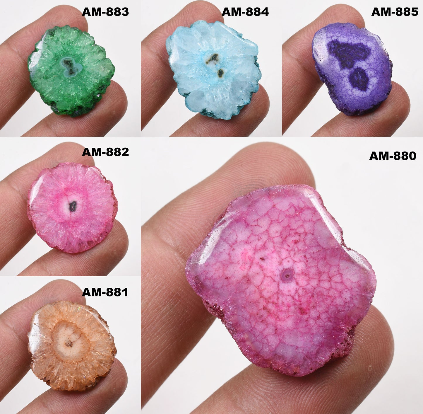 Colorful Solar Quartz Cabochons - Natural Druzy Gemstones for Jewelry Making