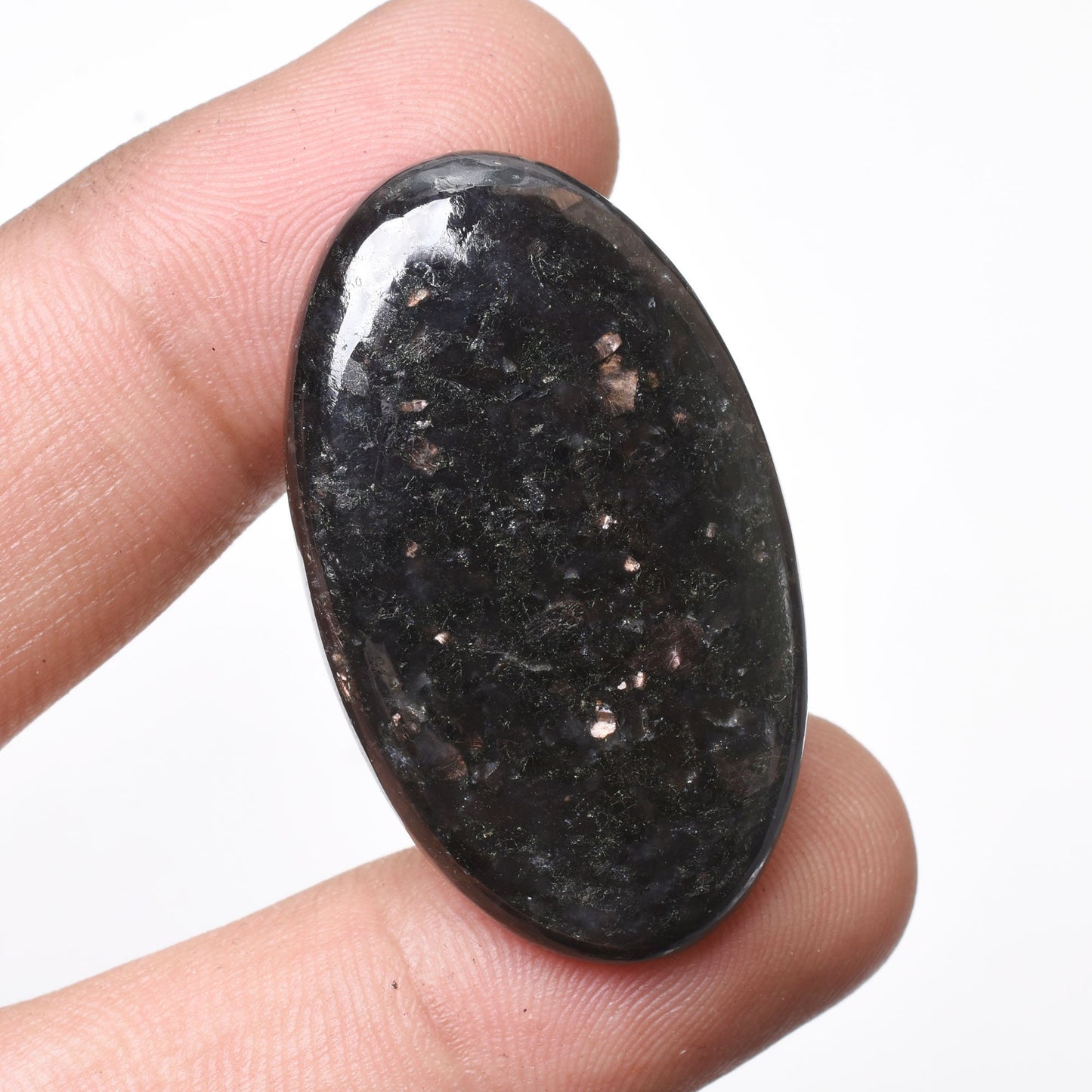 Nuummite Cabochon - Rare Black Nuummite Gemstone for Jewelry