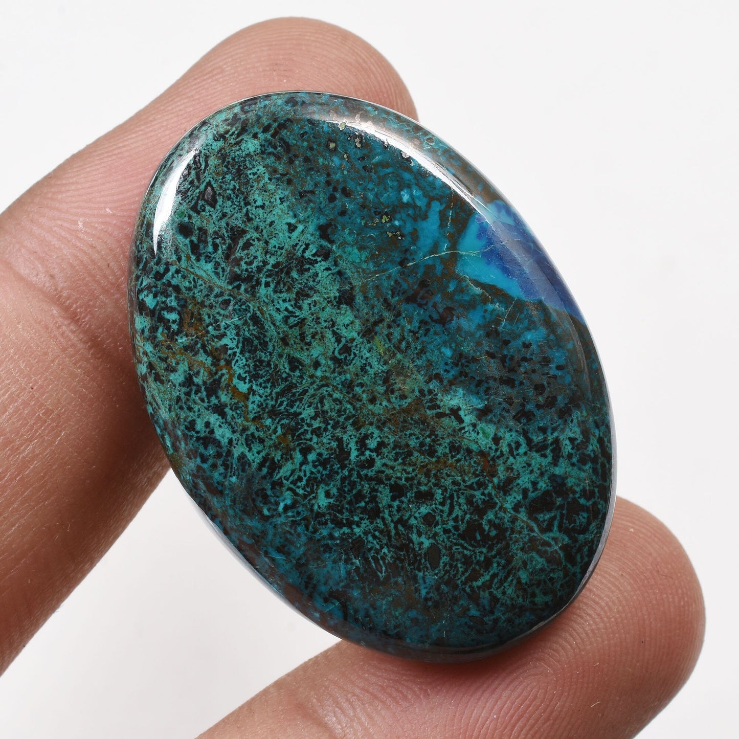 Natural Shattukite Stones – Oval Shaped Loose Cabochon, Smooth & Polished Gemstone for Jewelry Making