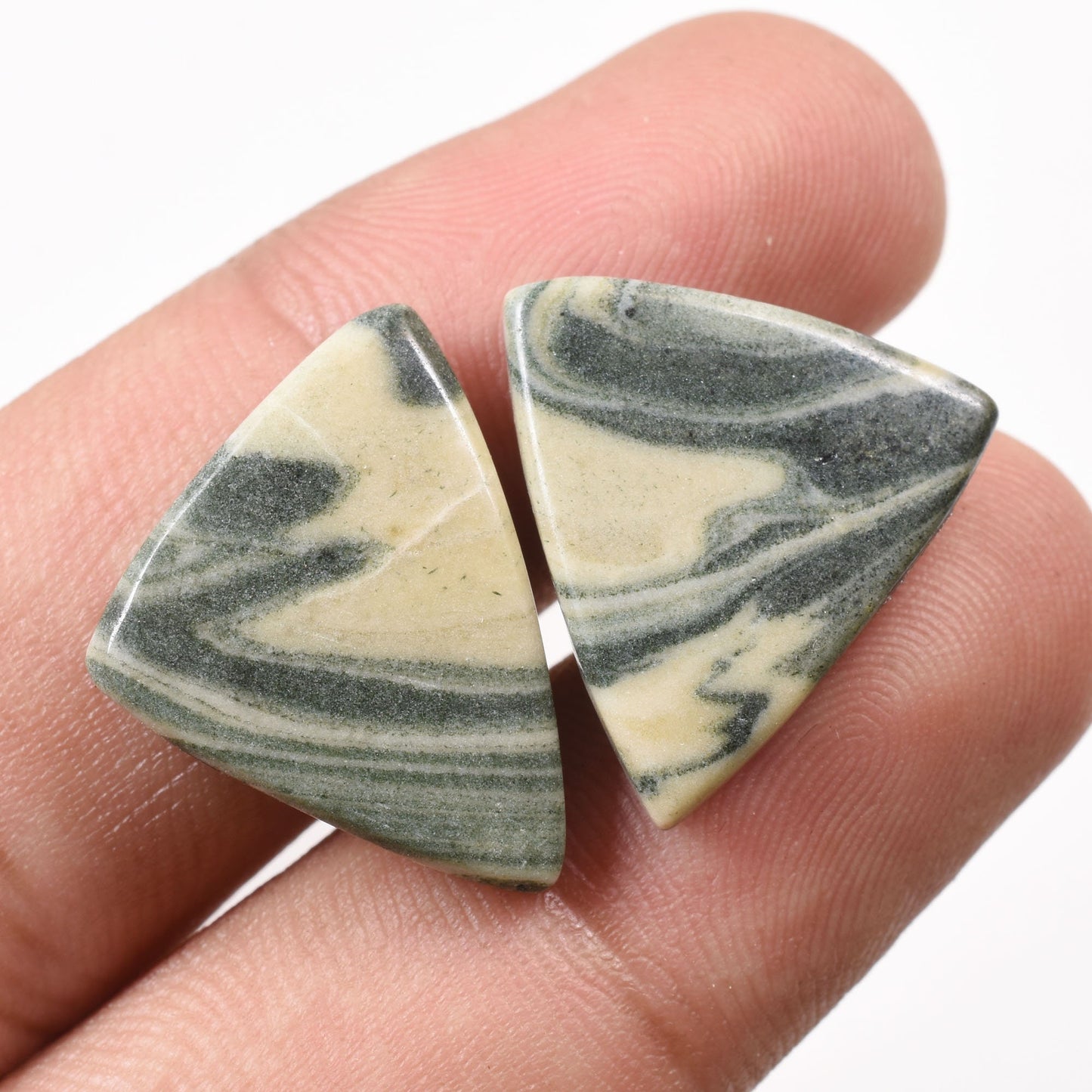 Green Moody Jasper Earrings Pair - Loose Stones for Jewelry Making