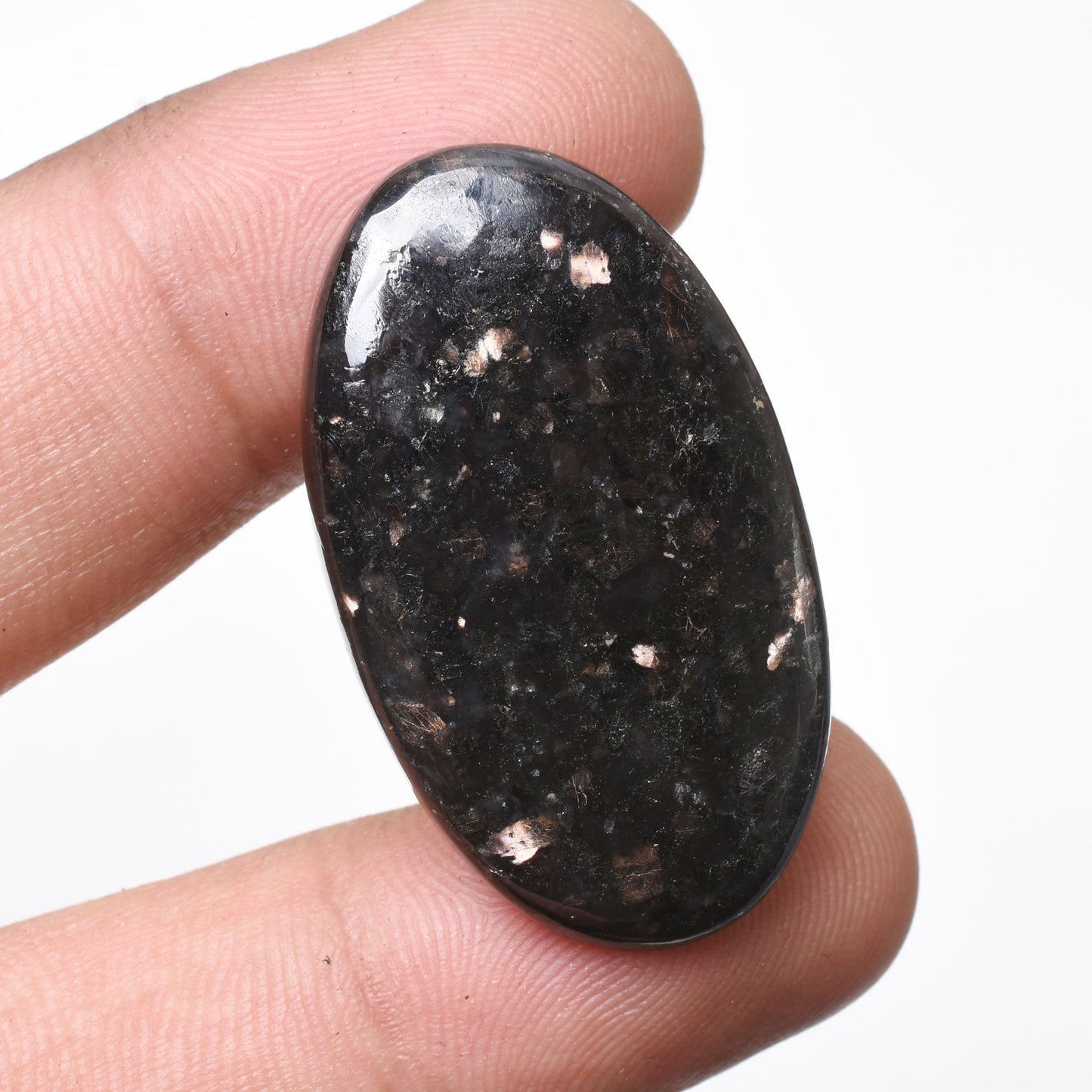 Nuummite Cabochon - Rare Black Nuummite Gemstone for Jewelry