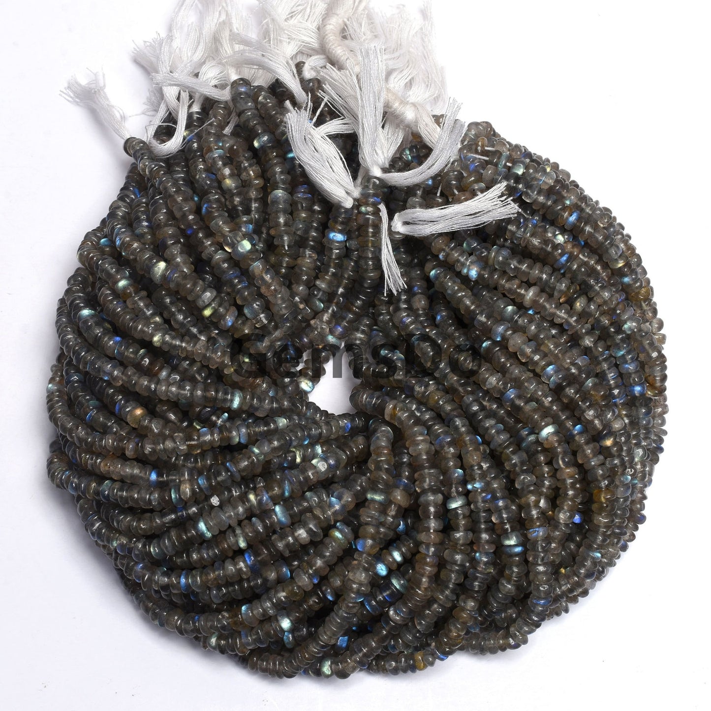 Natural Labradorite Rondelle Beads - 5mm Flashy Smooth Gemstone Beads