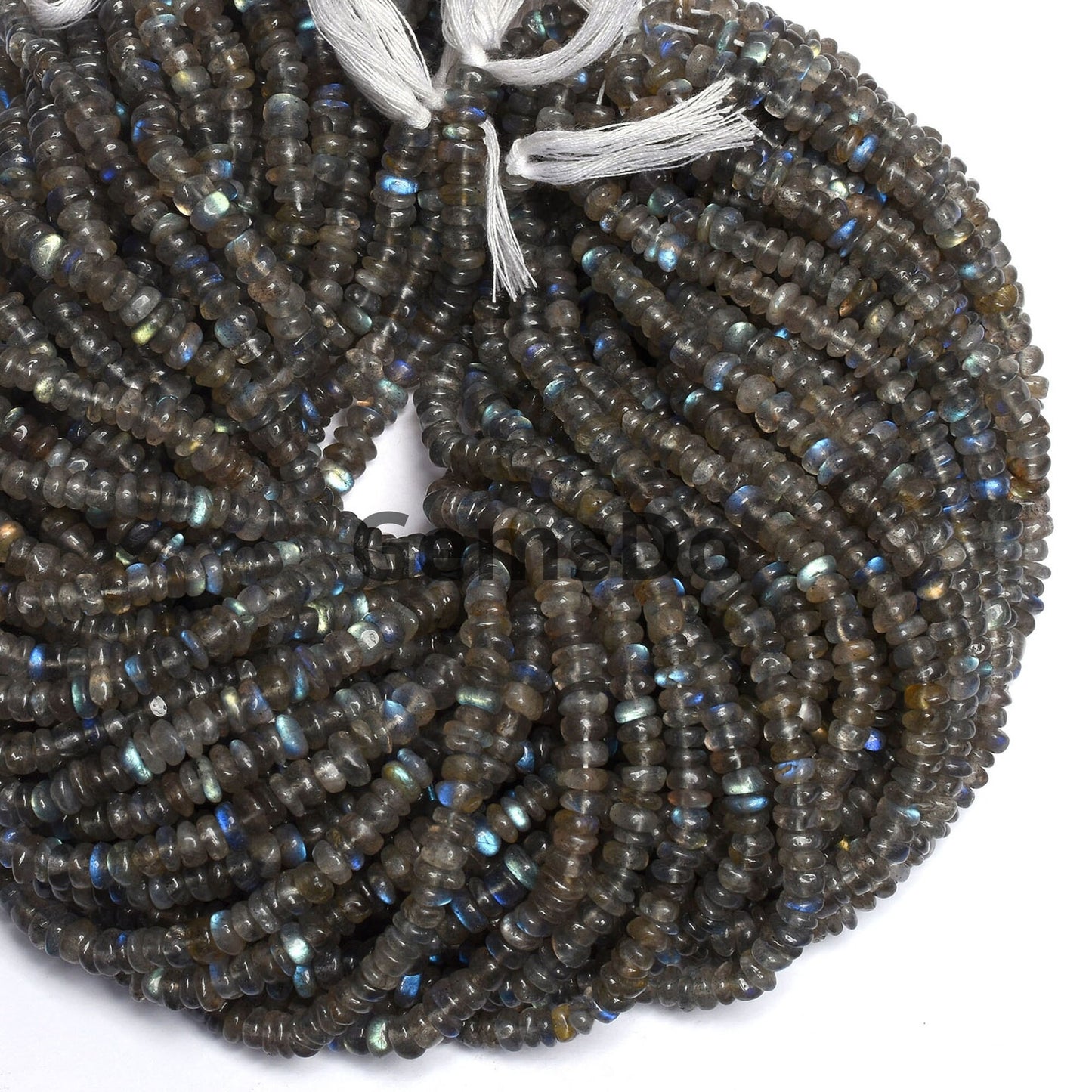 Natural Labradorite Rondelle Beads - 5mm Flashy Smooth Gemstone Beads