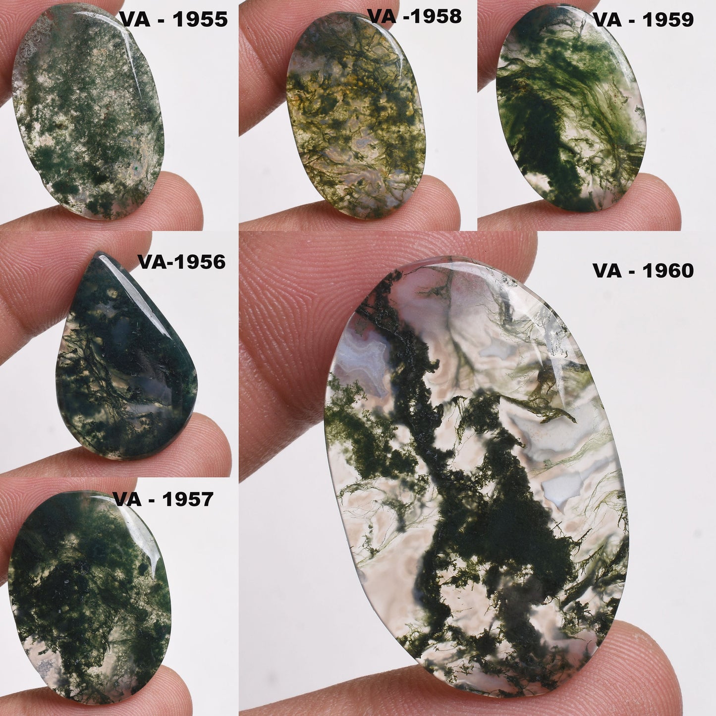 Handmade Oval Moss Agate Cabochon - Natural Loose Gemstone