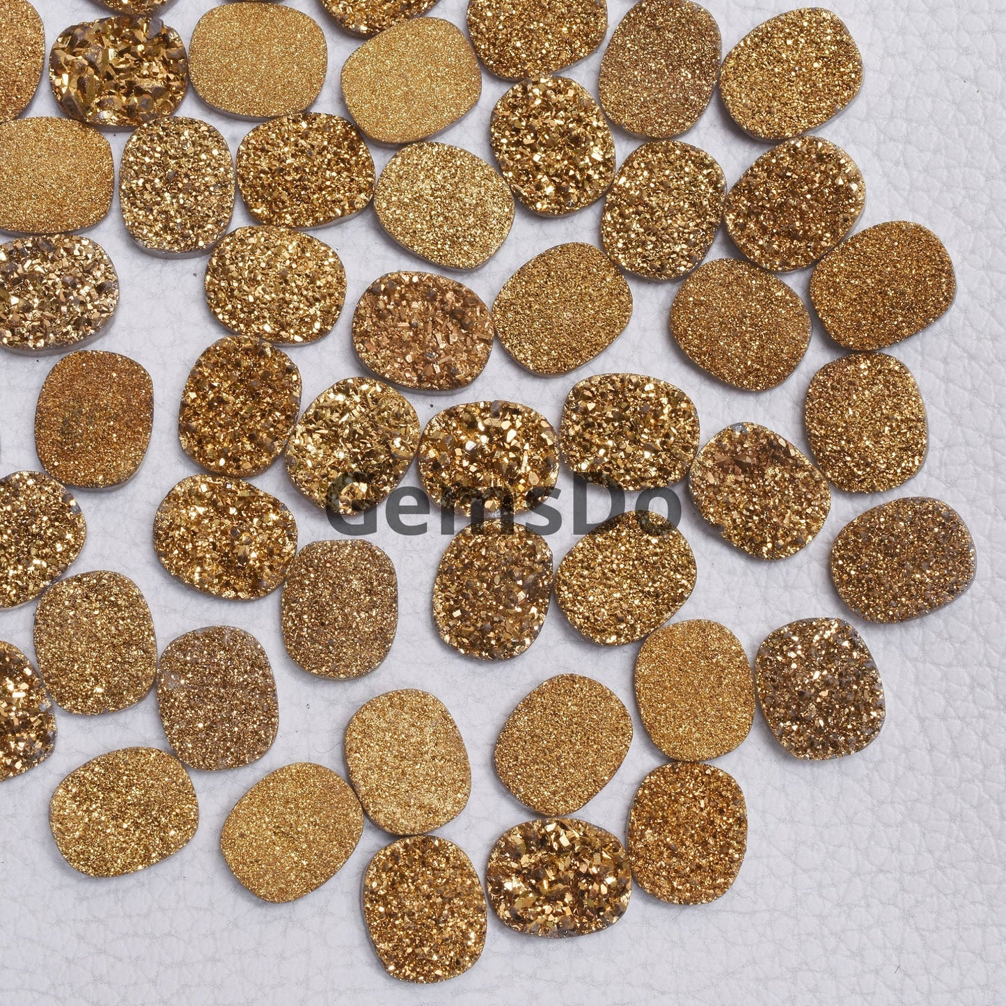 Golden Titanium Coated Druzy Cabochons, 10x12mm Cushion Shape Gold Titanium Coated Druzy, Gold Titanium Druzy Cabochon,Wholesale Gemstone
