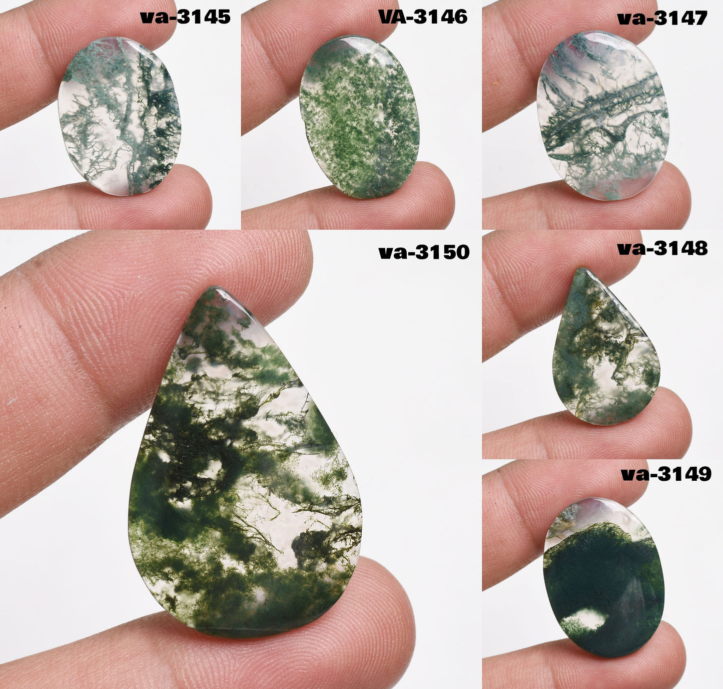 Top Grade Moss Agate Cabochon - Moss Agate, Oval- Pear Shape Loose Stone