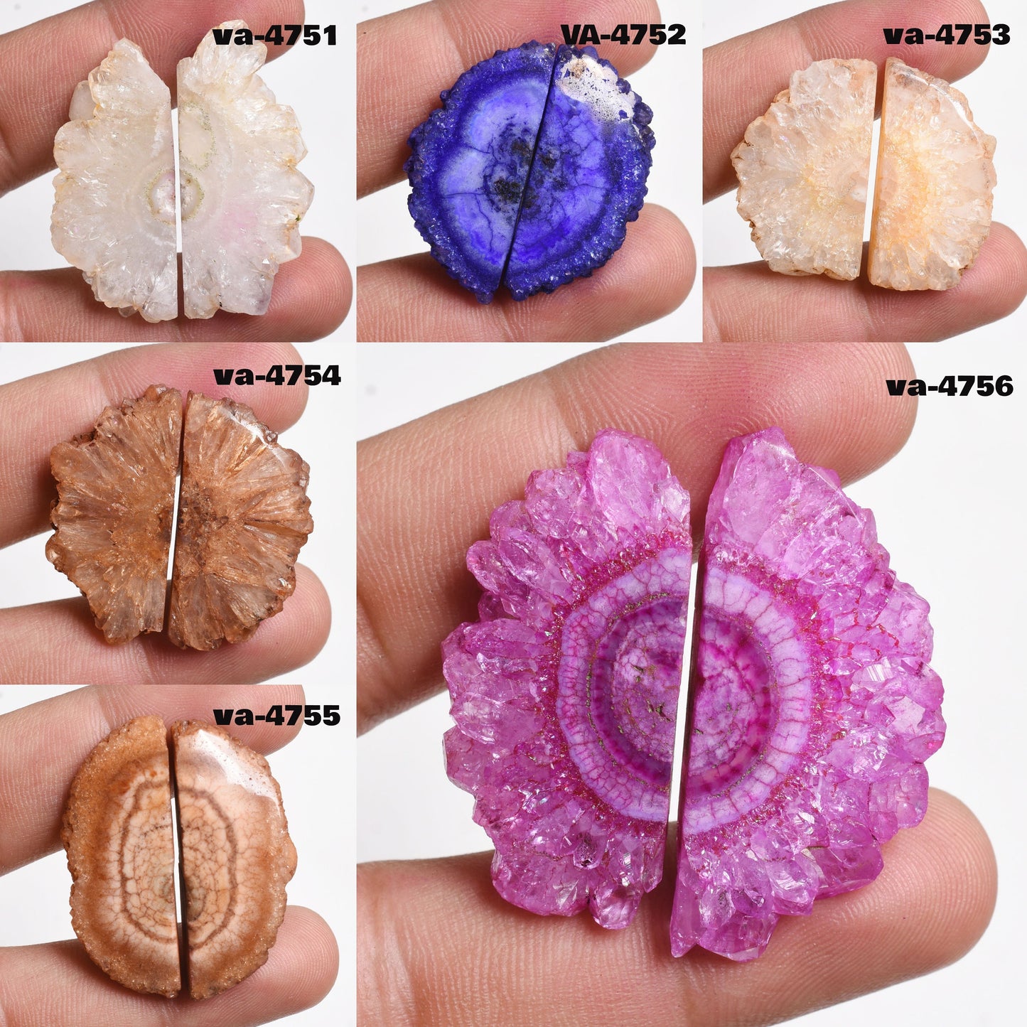 Wholesale Dyed Solar Quartz Pairs - Fancy Druzy Gemstone for Earrings & Jewelry Making