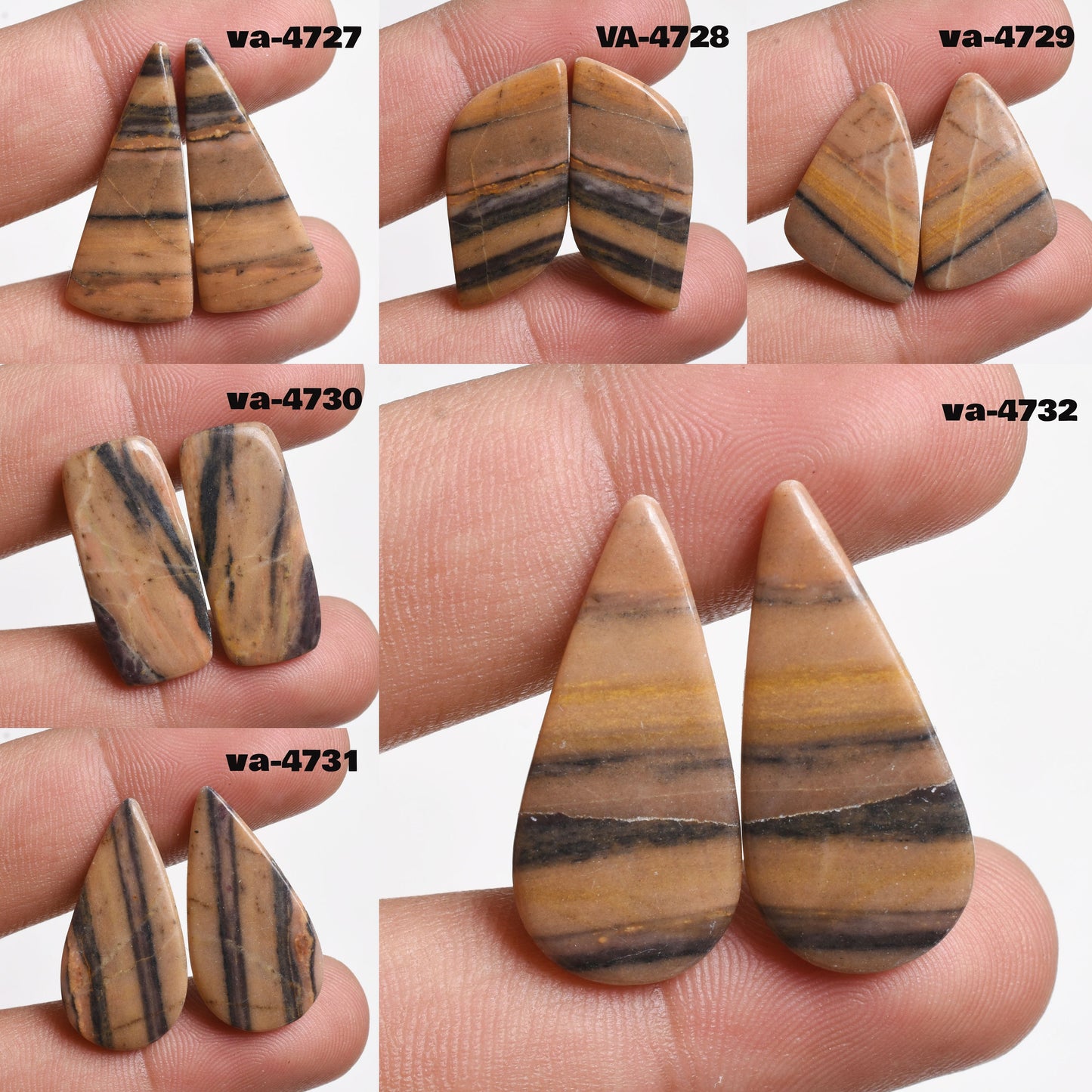 Zebra Jasper Earrings Pair - Natural Loose Jasper Cabochon