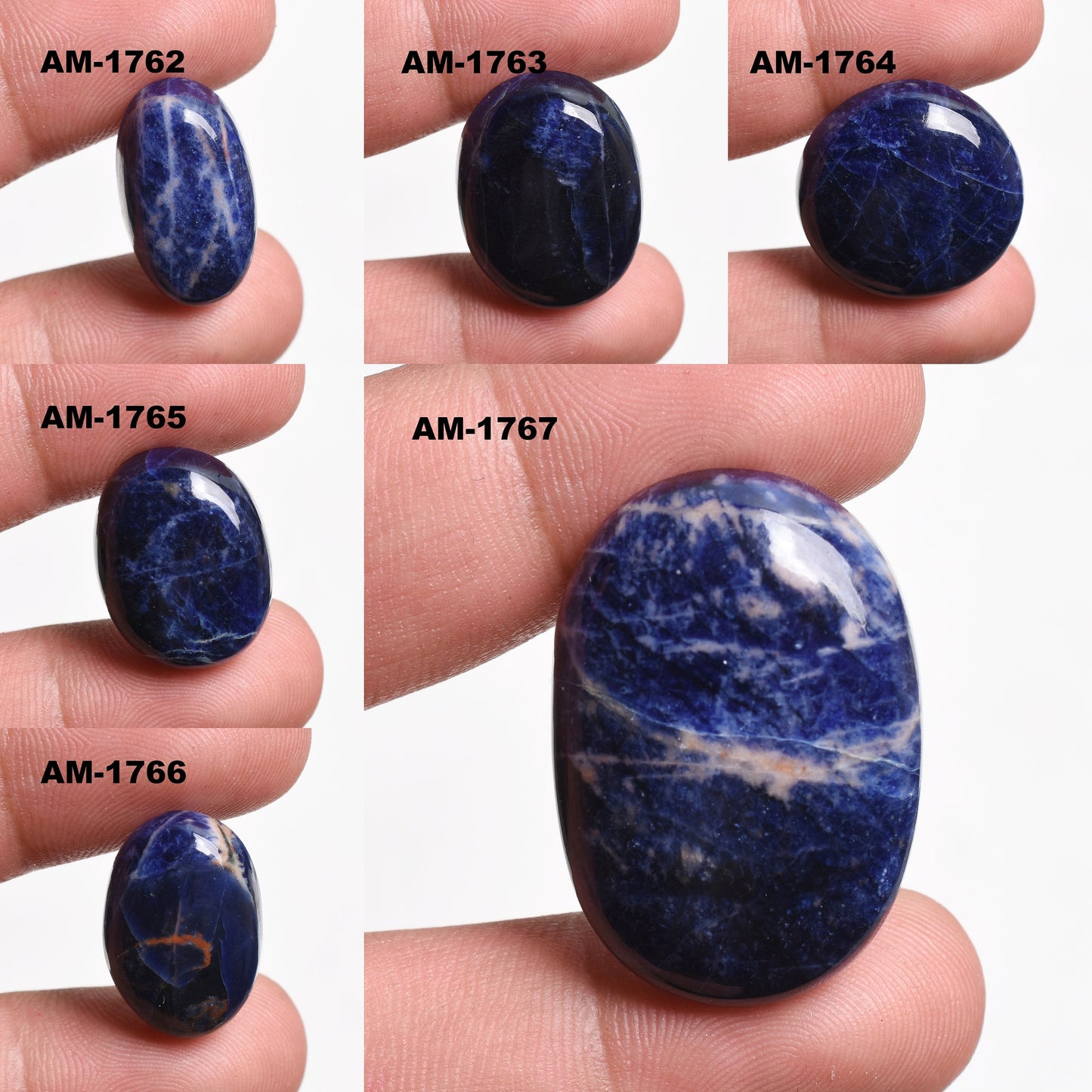 Natural Blue Sodalite Cabochon – Oval and Round Loose Gemstone for Jewelry