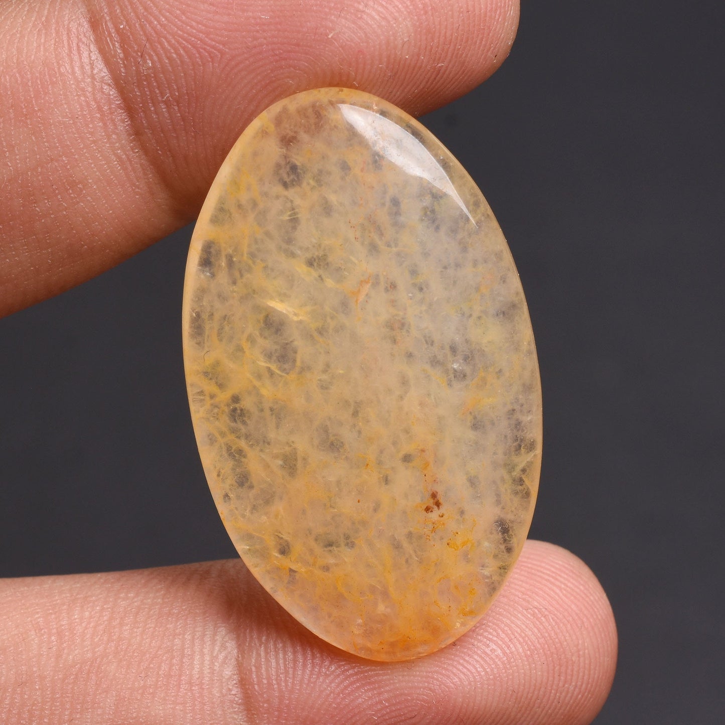 Natural Orange Jade Cabochon - Oval Smooth Flat Back Wholesale Stone