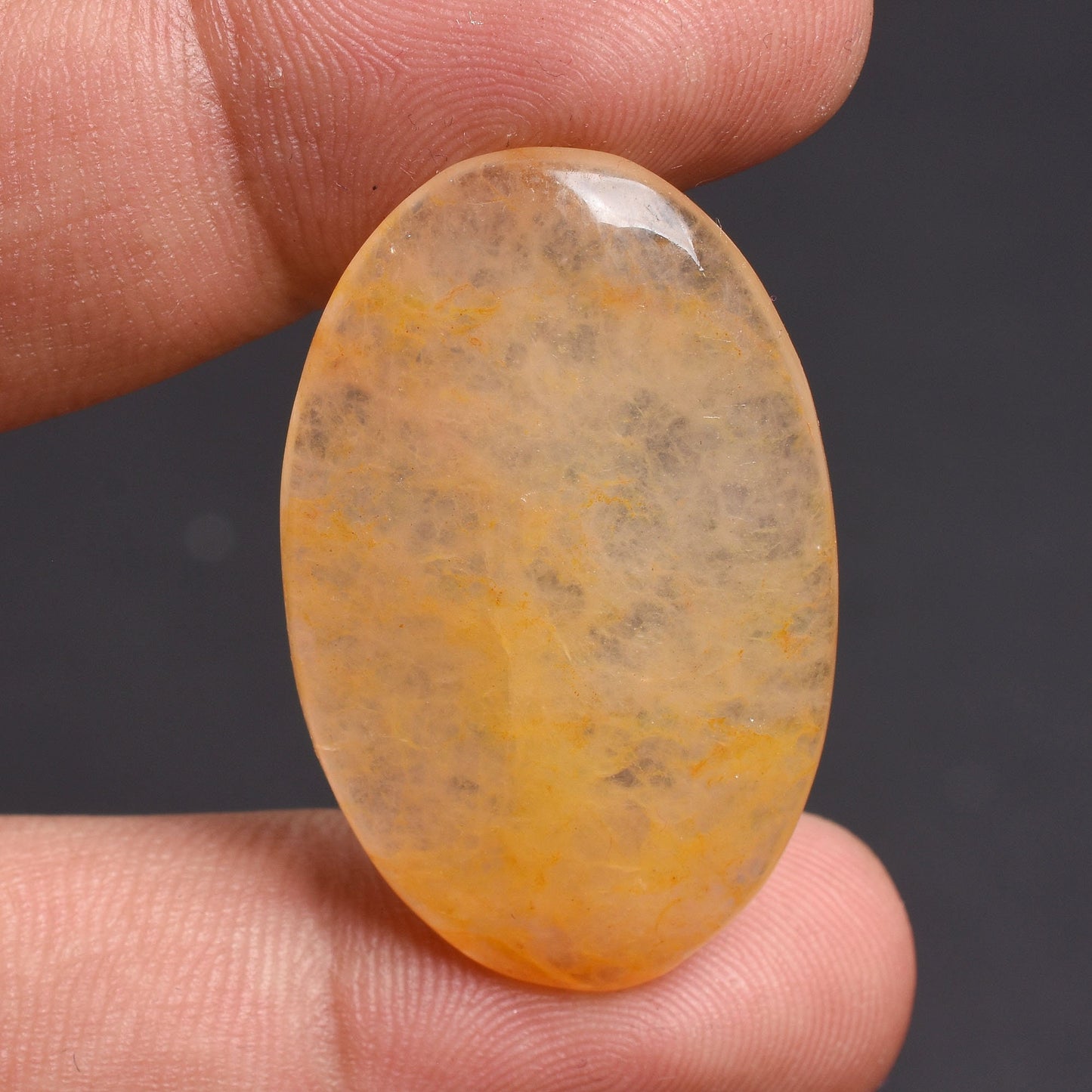 Natural Orange Jade Cabochon - Oval Smooth Flat Back Wholesale Stone