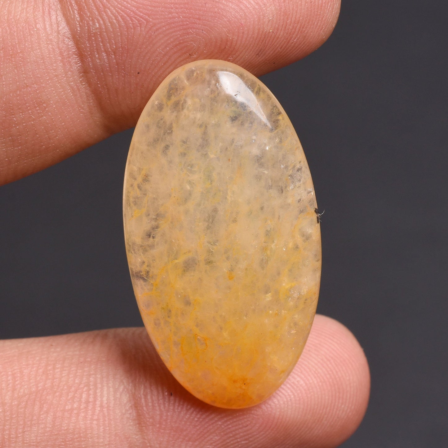 Orange Jade Cabochon - Oval Shaped Natural Smooth Polished Flat Back Gemstone