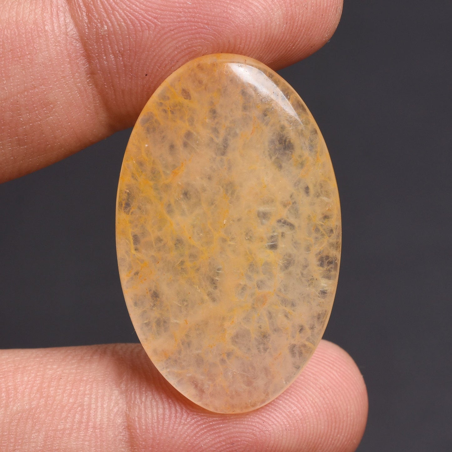 Orange Jade Cabochon - Oval Shaped Natural Smooth Polished Flat Back Gemstone