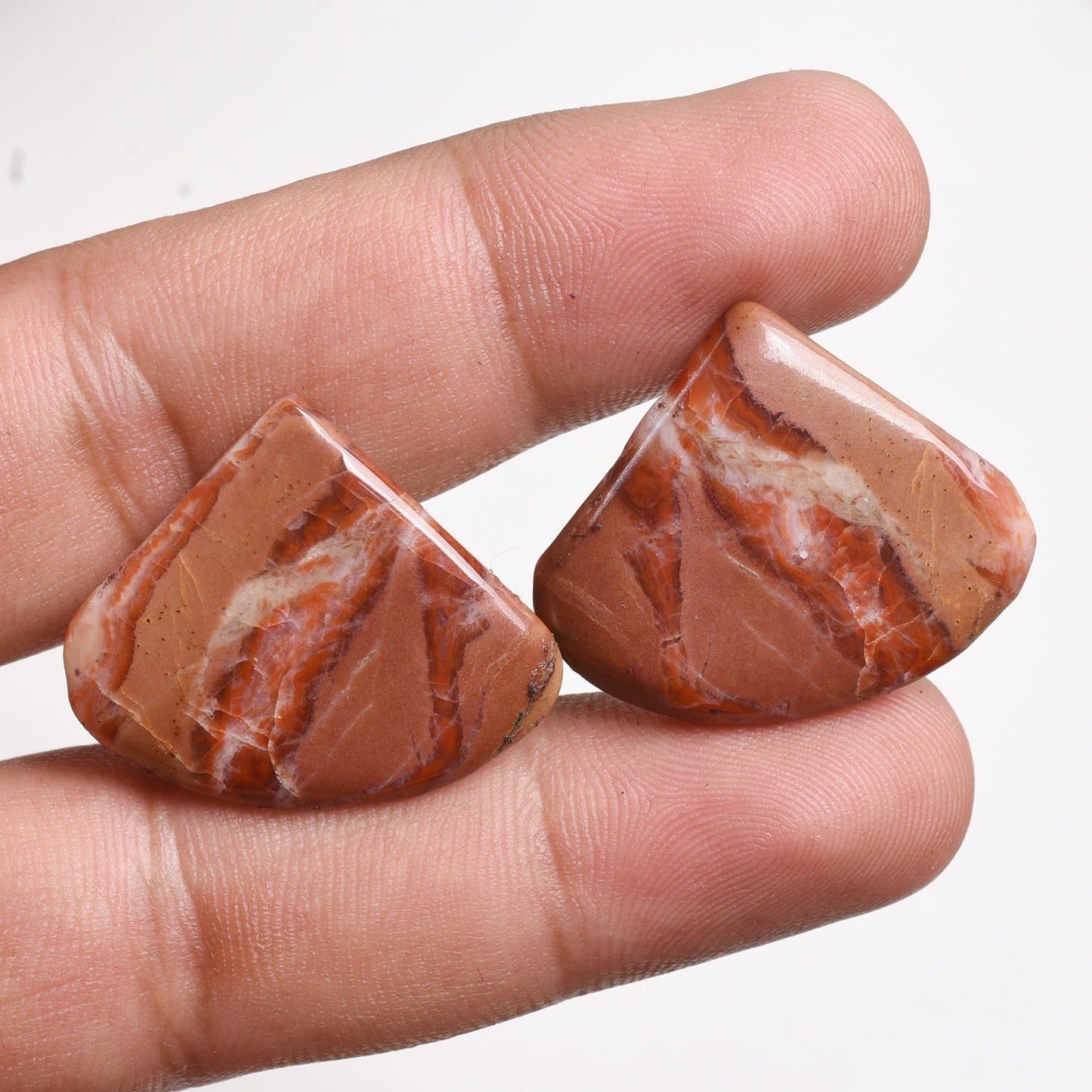 Natural Jasper Earring Pair - Loose Oval & Heart Shaped Cabochons for Earrings