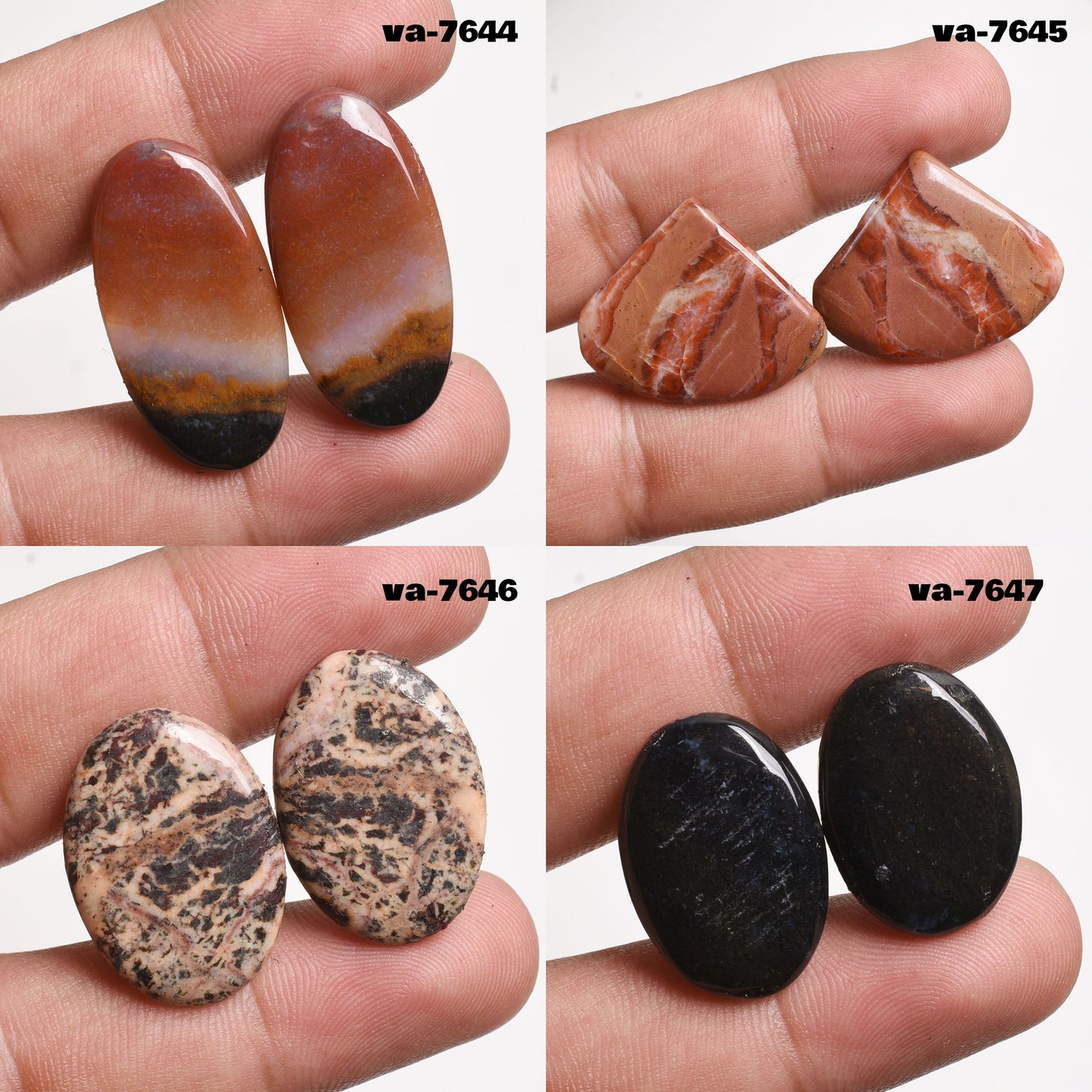Natural Jasper Earring Pair - Loose Oval & Heart Shaped Cabochons for Earrings
