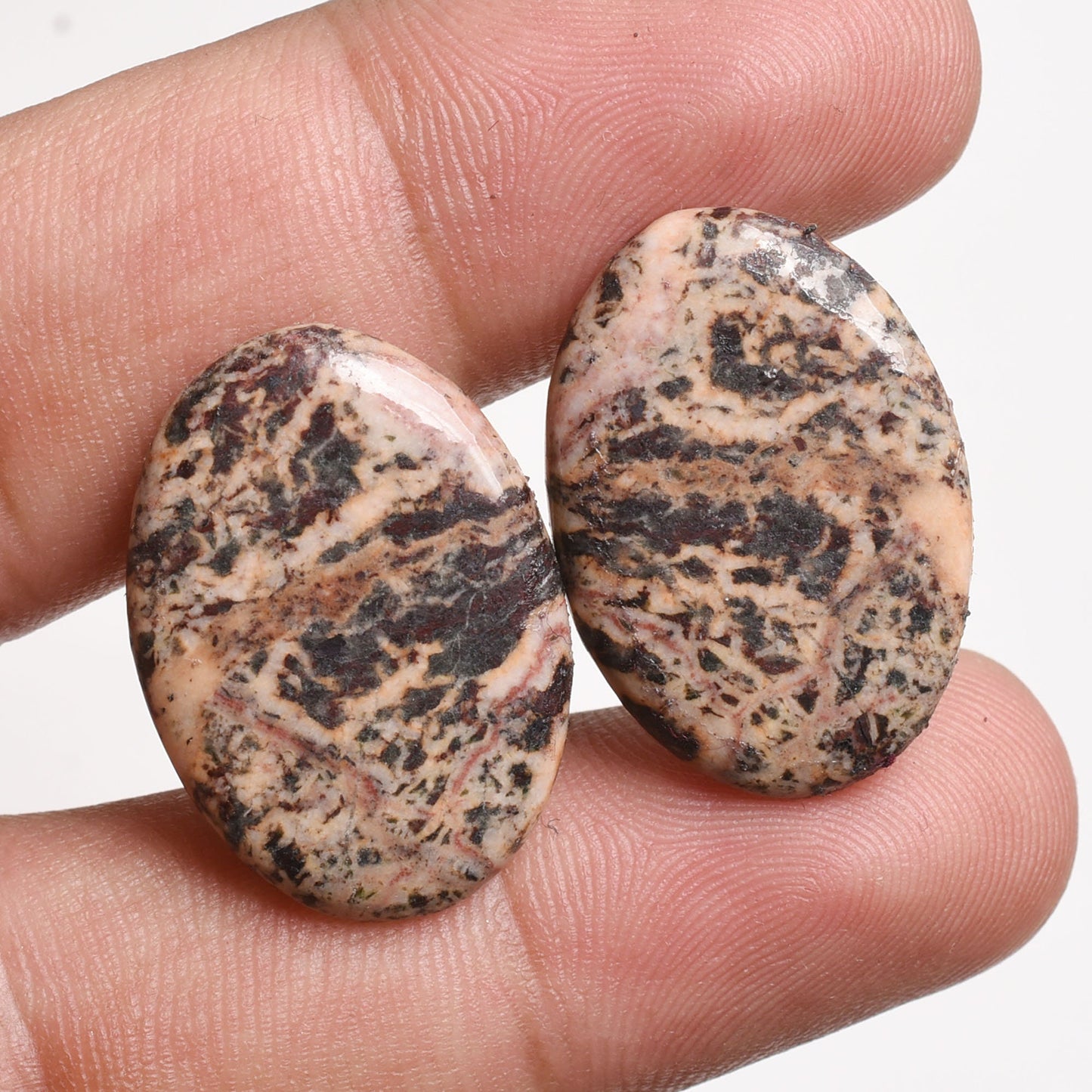 Natural Jasper Earring Pair - Loose Oval & Heart Shaped Cabochons for Earrings