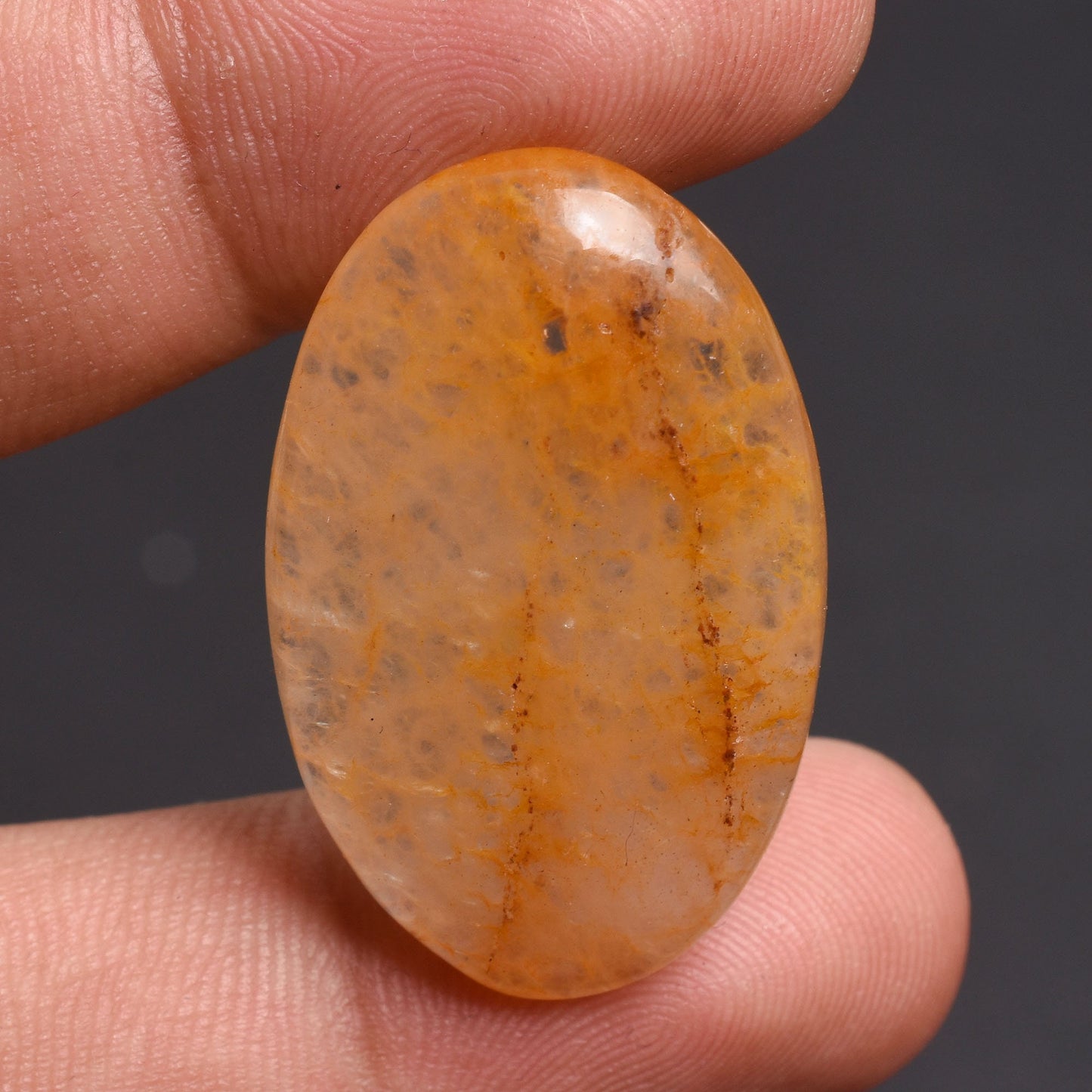 Natural Orange Jade Cabochon - Oval Smooth Flat Back Wholesale Stone