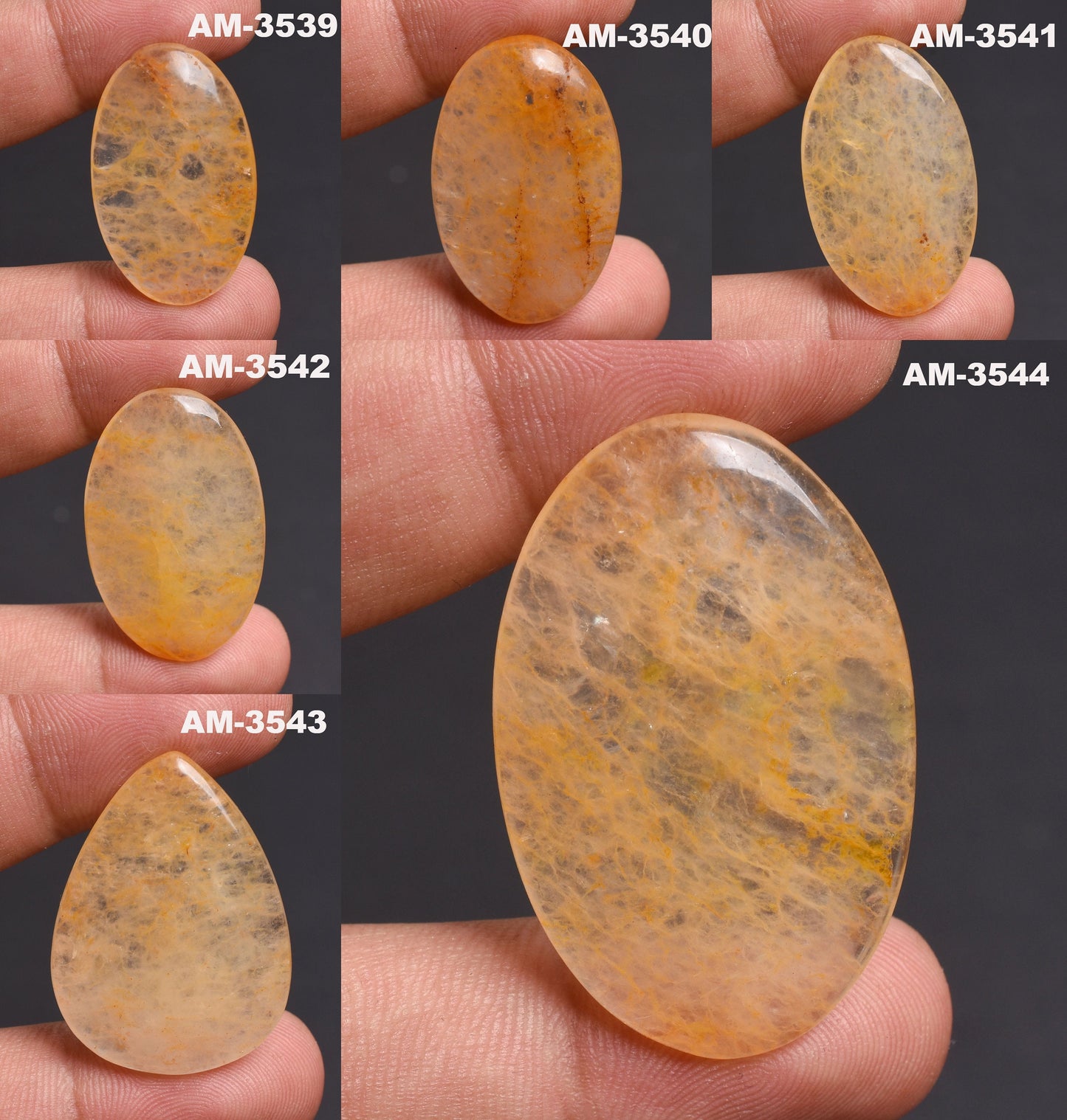 Natural Orange Jade Cabochon - Oval Smooth Flat Back Wholesale Stone