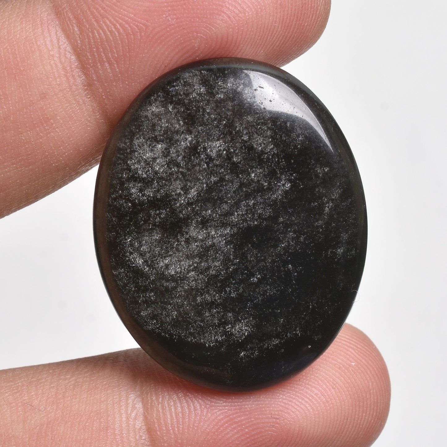 Crystal Obsidian Cabochon – Polished Black Obsidian Oval Gemstone