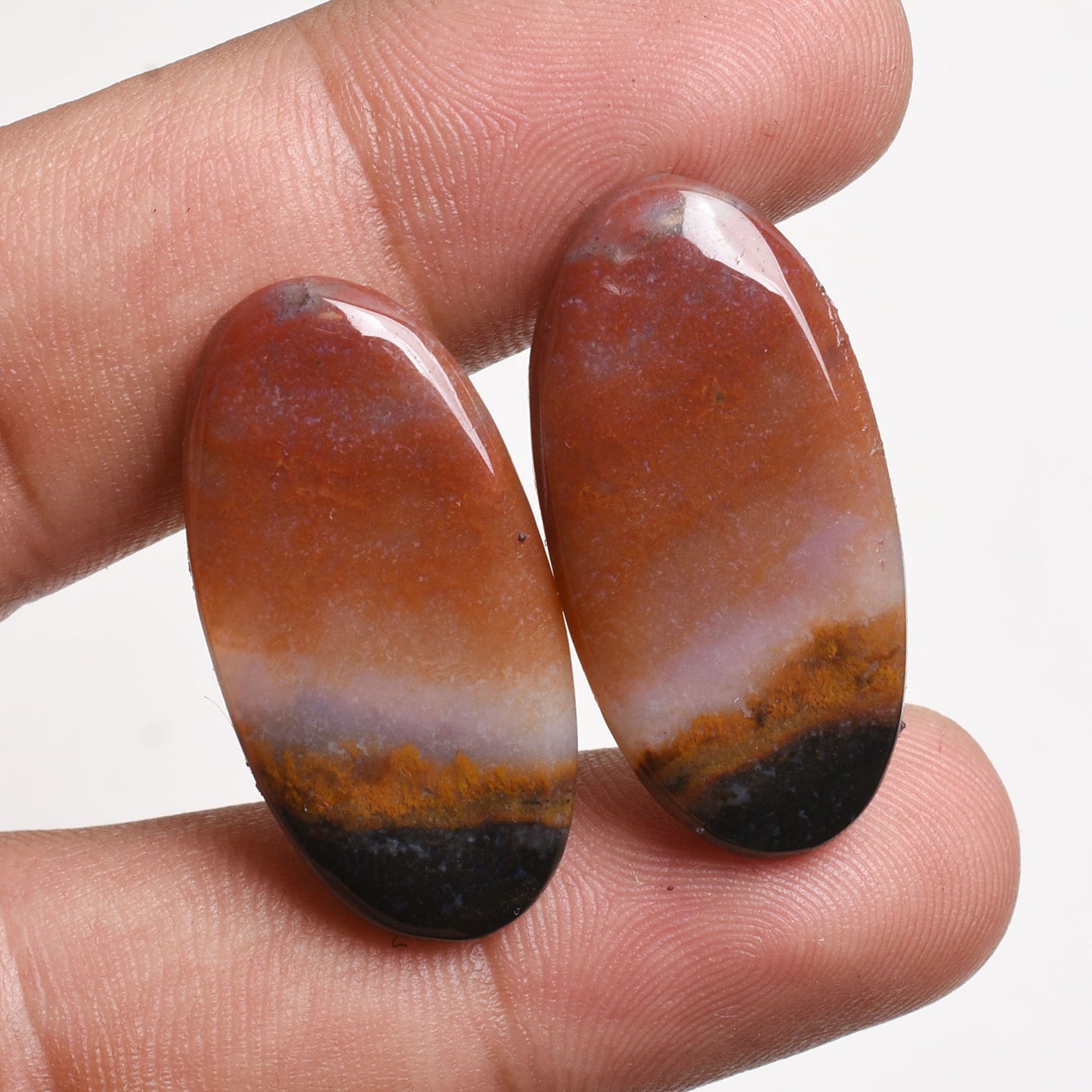 Natural Jasper Earring Pair - Loose Oval & Heart Shaped Cabochons for Earrings