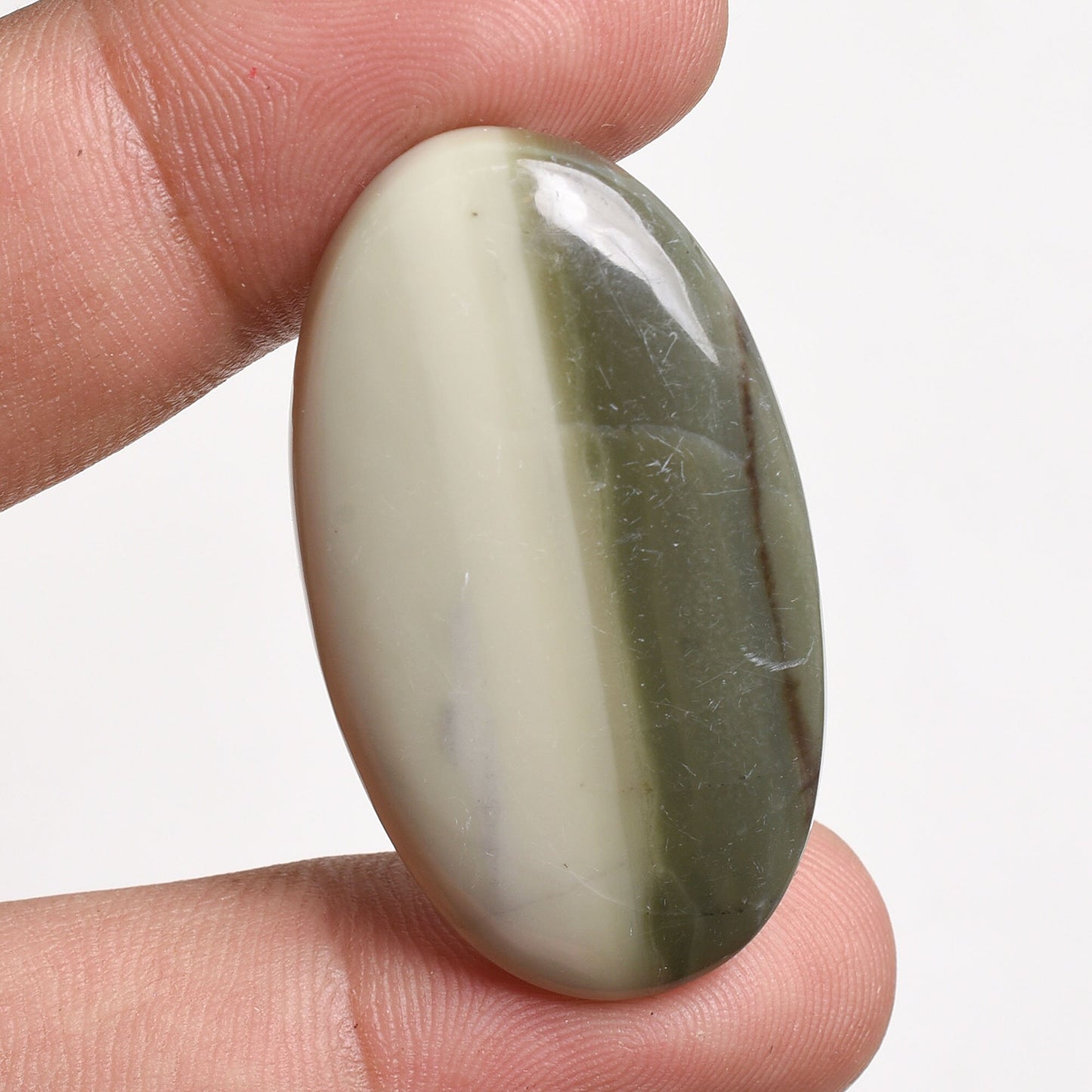 Green Agate Cabochon - Banded Pattern Loose Gemstone