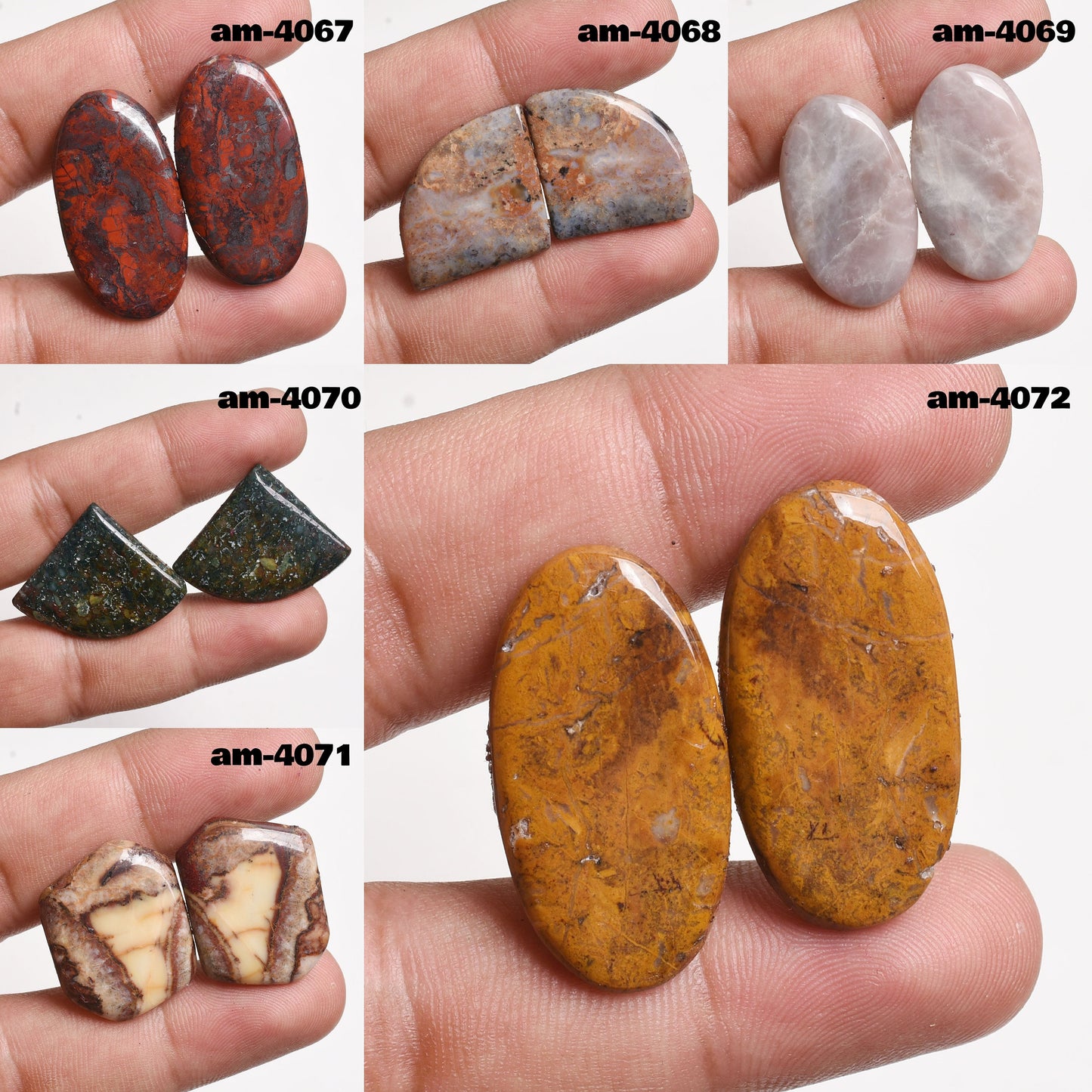 Jasper Earring Pair - Matching Mix Gemstone Cabochons for Earring Making