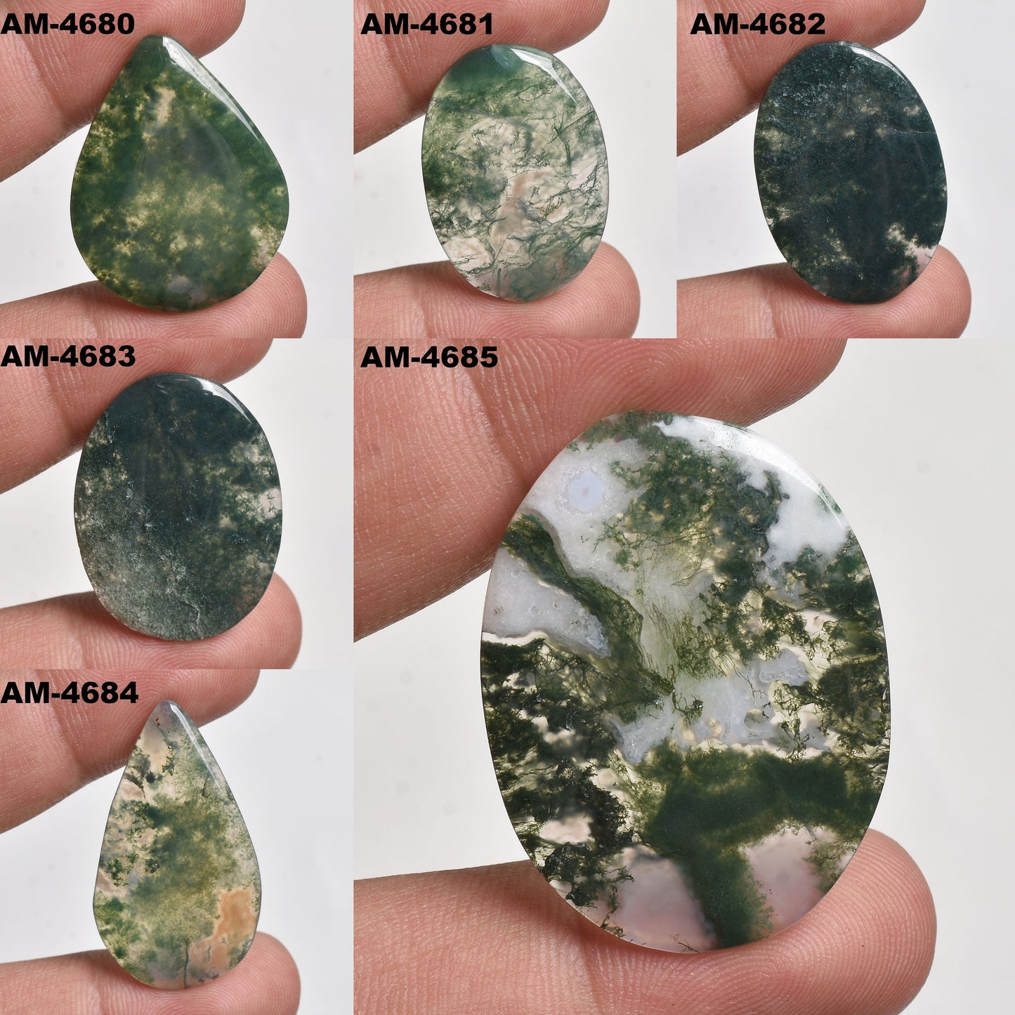 Top Grade Moss Agate Cabochon - Moss Agate, Oval- Pear Shape Loose Stone