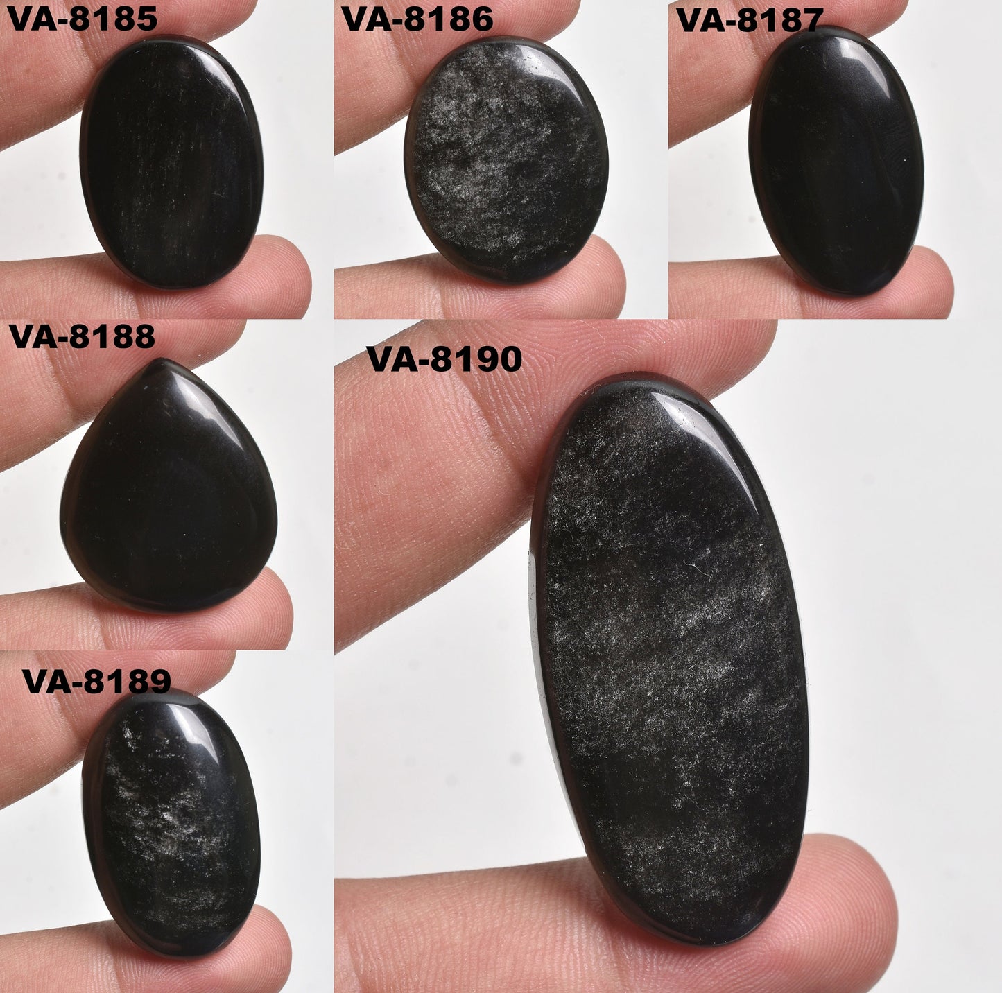 Crystal Obsidian Cabochon – Polished Black Obsidian Oval Gemstone