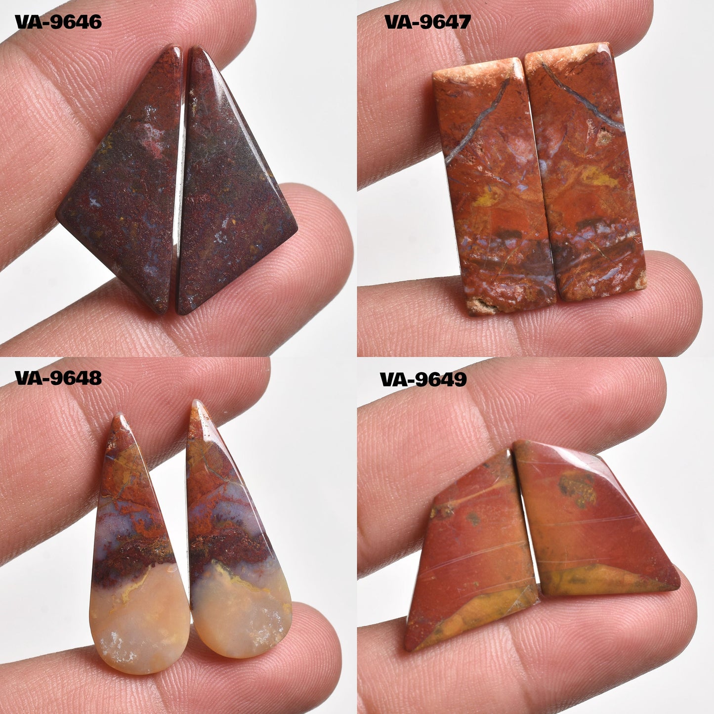 Red Bloodstone Pair Gemstone - Matching Cabochon Pair for Earrings