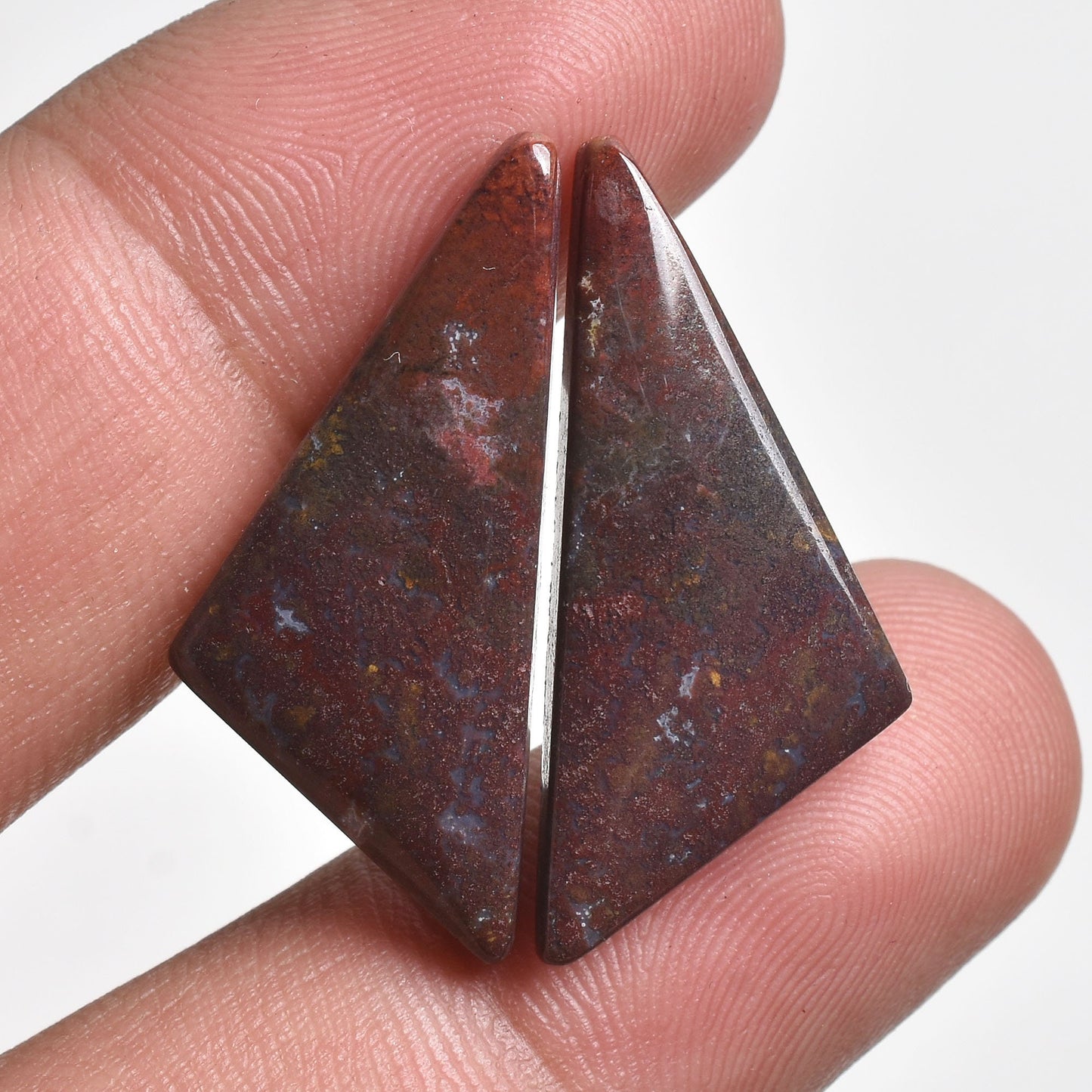 Red Bloodstone Pair Gemstone - Matching Cabochon Pair for Earrings