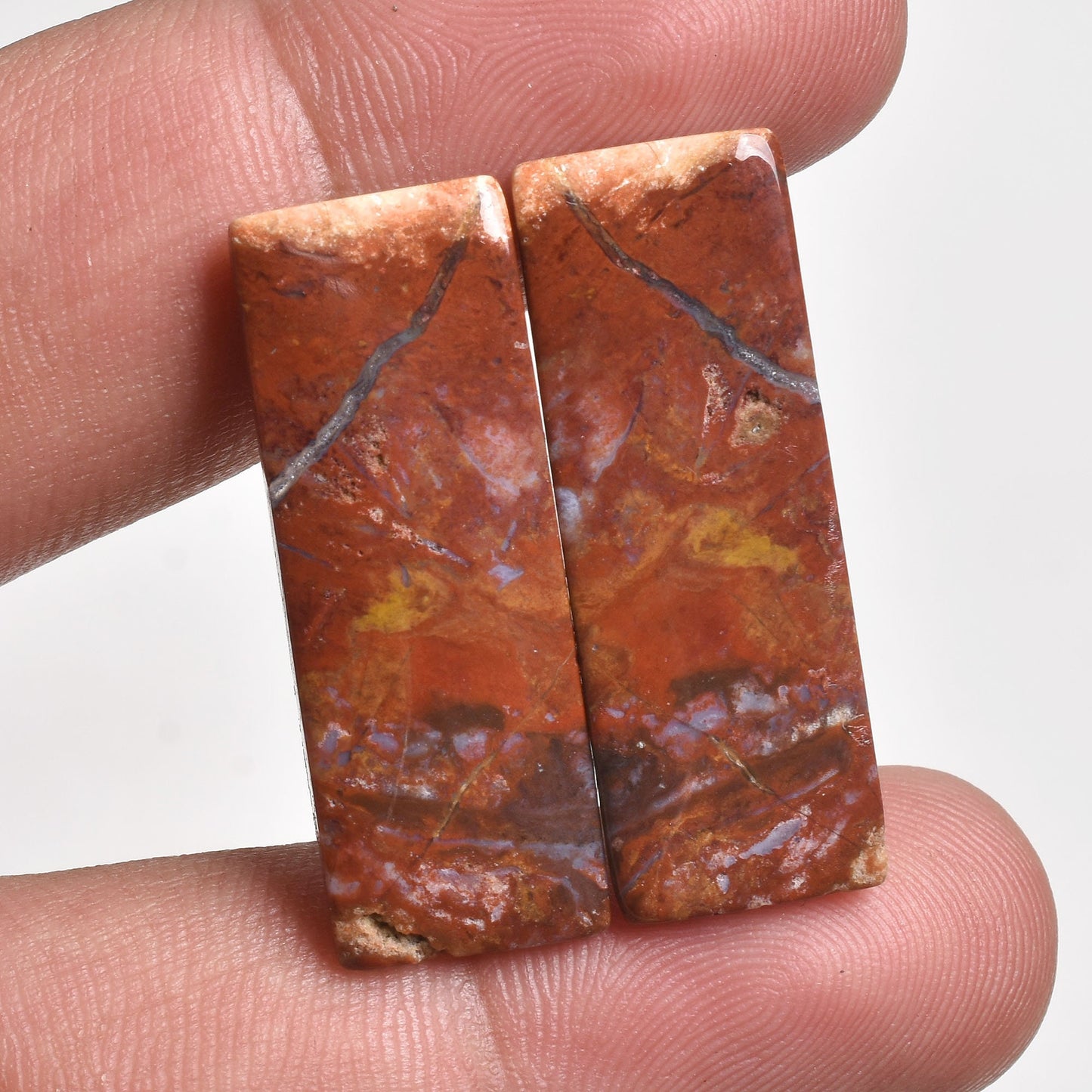 Red Bloodstone Pair Gemstone - Matching Cabochon Pair for Earrings