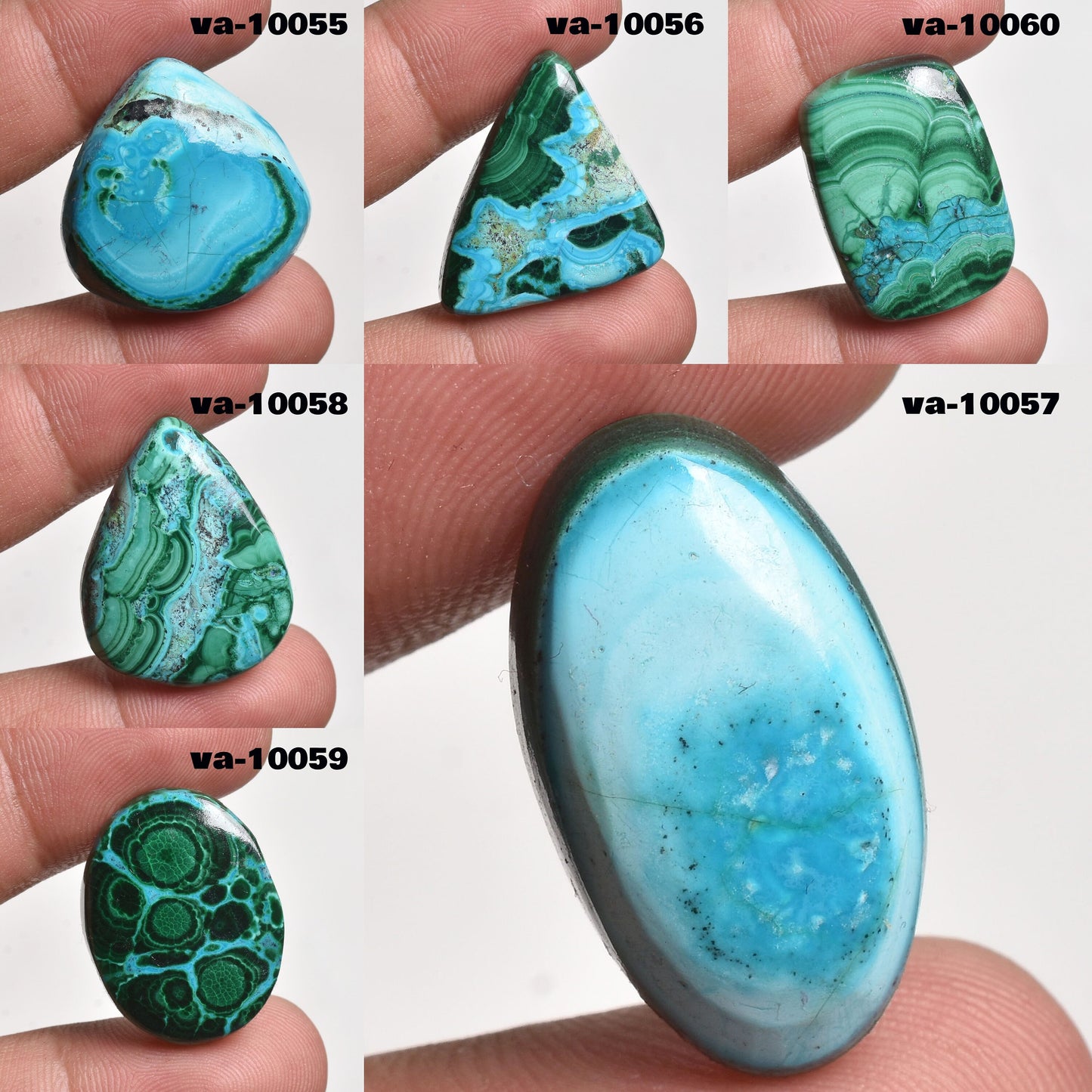 Designer Azurite Malachite Gemstone - Mix Shape Smooth Cabochon