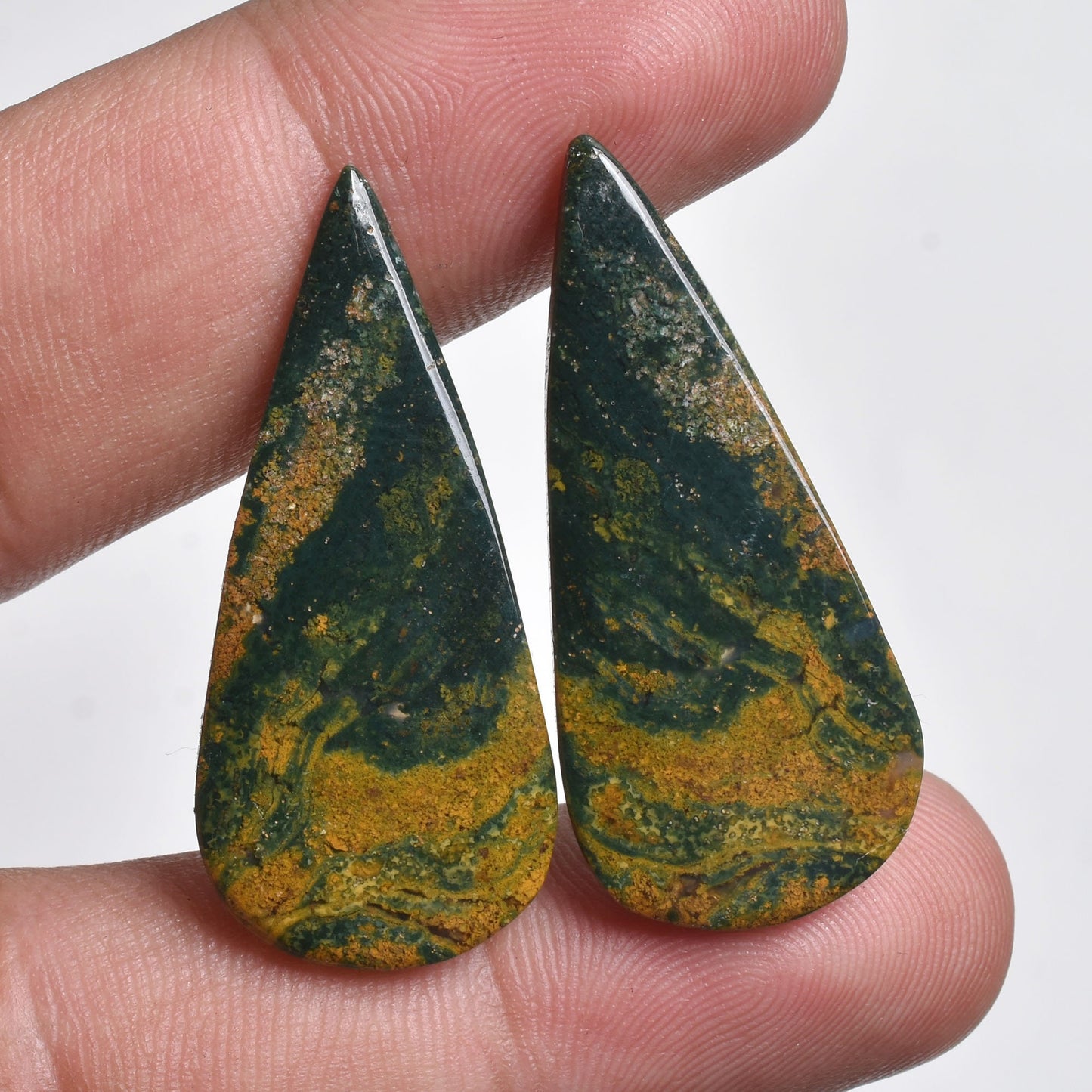 Green Bloodstone Cabochon Earrings Pair - Matched Healing Bloodstone Loose Stone Pair
