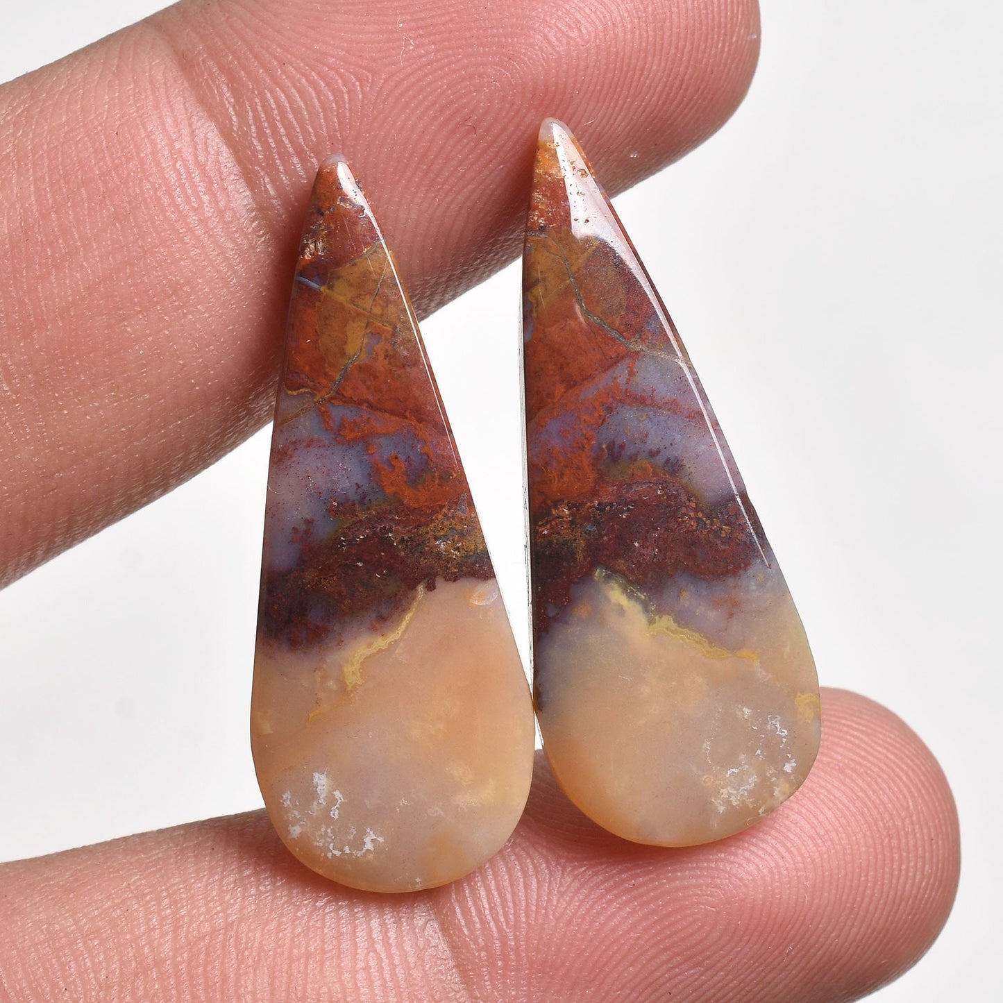 Red Bloodstone Pair Gemstone - Matching Cabochon Pair for Earrings