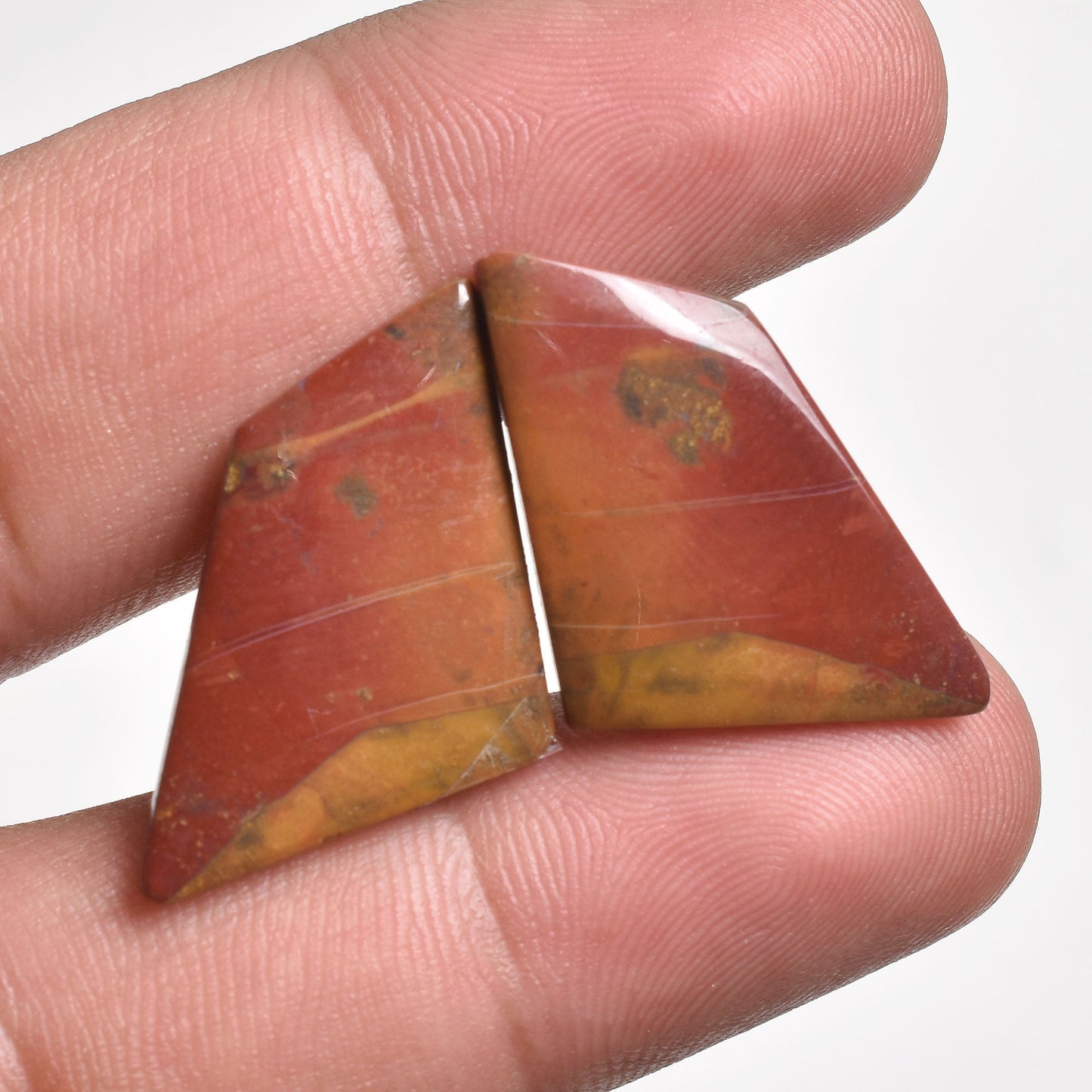 Red Bloodstone Pair Gemstone - Matching Cabochon Pair for Earrings