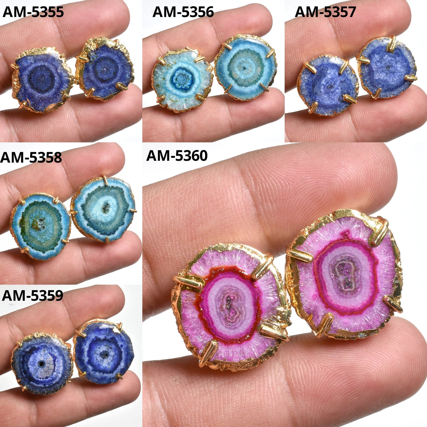 Solar Quartz Earrings Gemstone Pair - Unique Studs with Prong Setting for Women