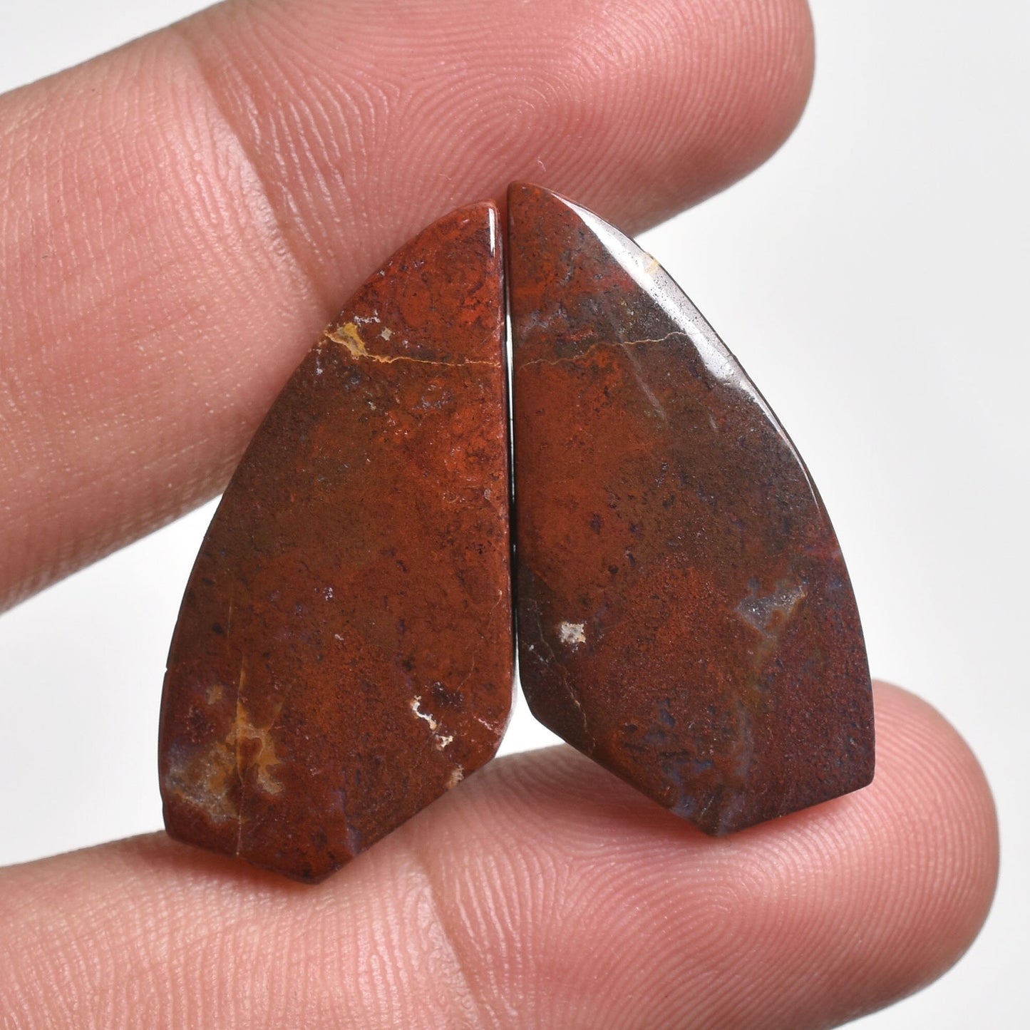 Seam Agate Gemstone Pair - Polished Loose Cabochon for Jewelry Making