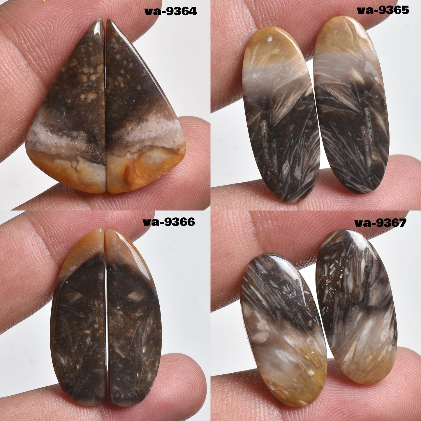 Palm Root Agate Pair - Natural Indonesian Palm Root Matching Gemstone Pair