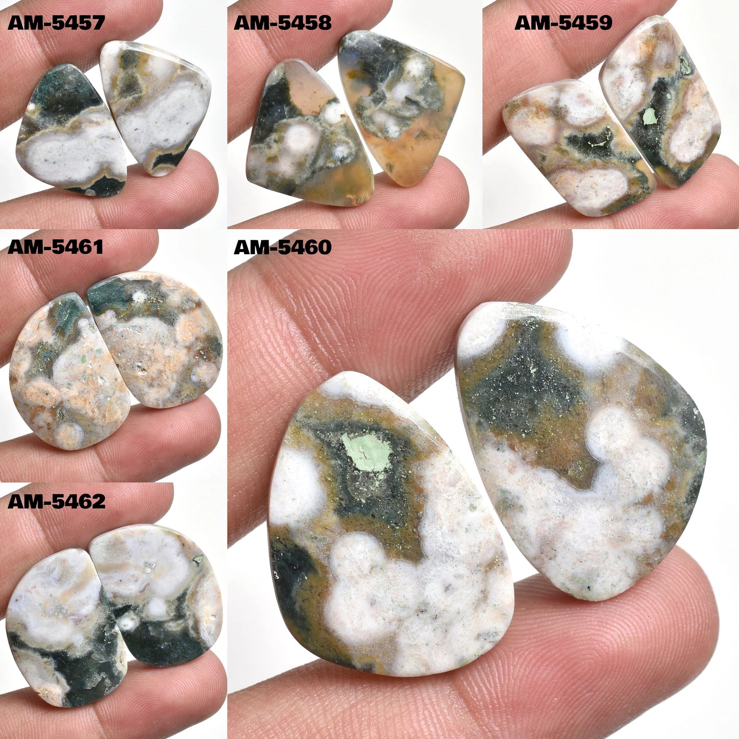 Natural Ocean Jasper Gemstone Pair - Mix Shaped Stone