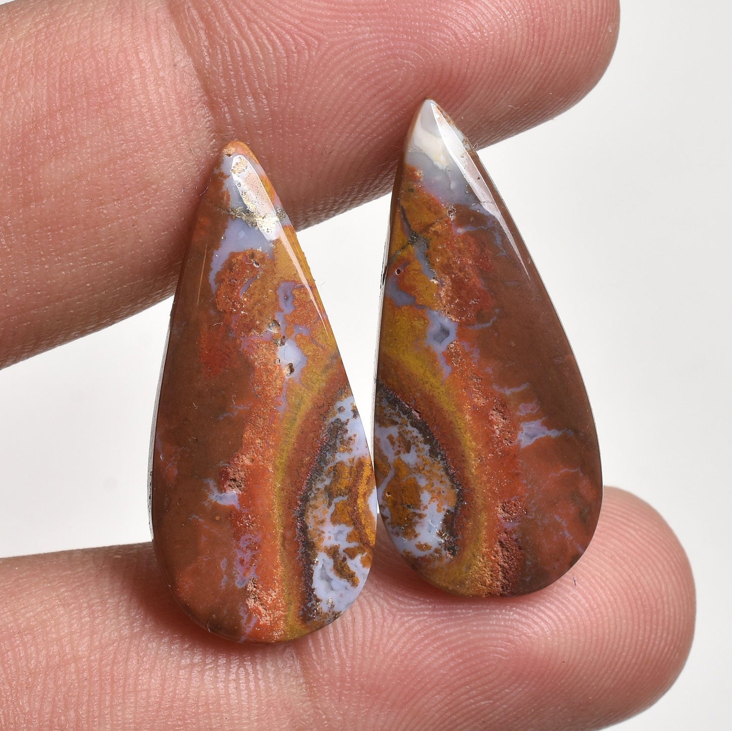 Moroccan Seam Agate Gemstone Pairs – Designer Cabochons for Jewelry Making